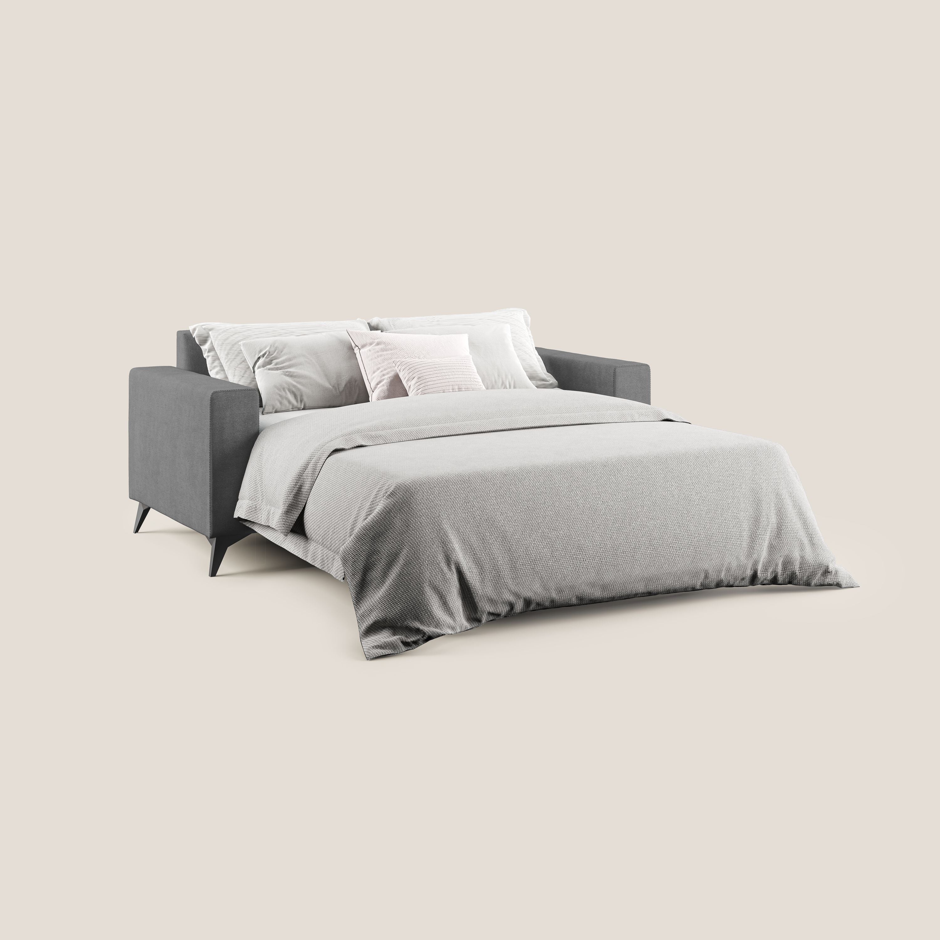 Pegaso divano letto con poggiatesta reclinabili e rivestimento T02 grigio - divani.store
