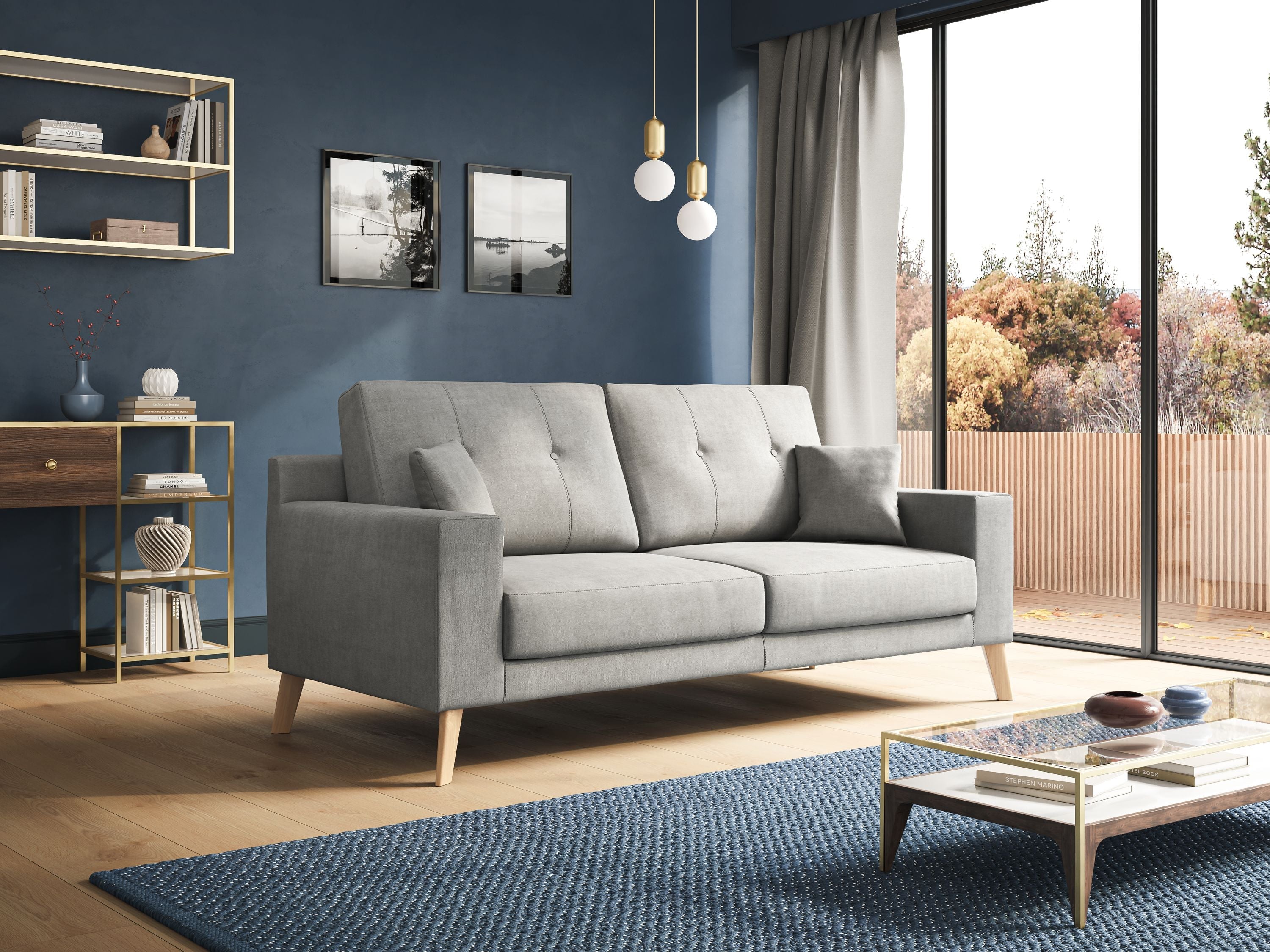 Danish divano moderno in tessuto morbido impermeabile T02 grigio - divani.store