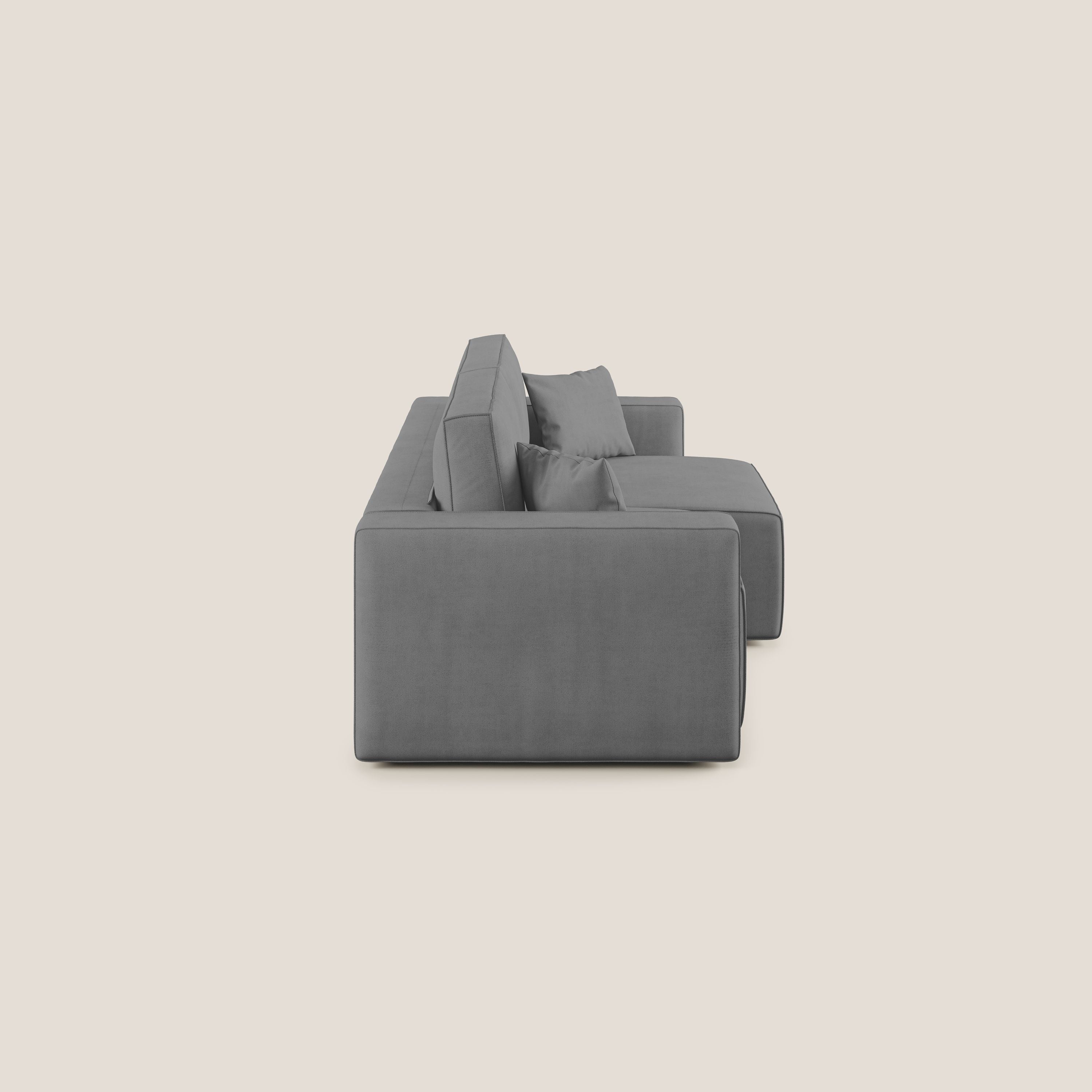 Morfeo divano con sedute estraibili in morbido tessuto impermeabile T02 grigio - divani.store