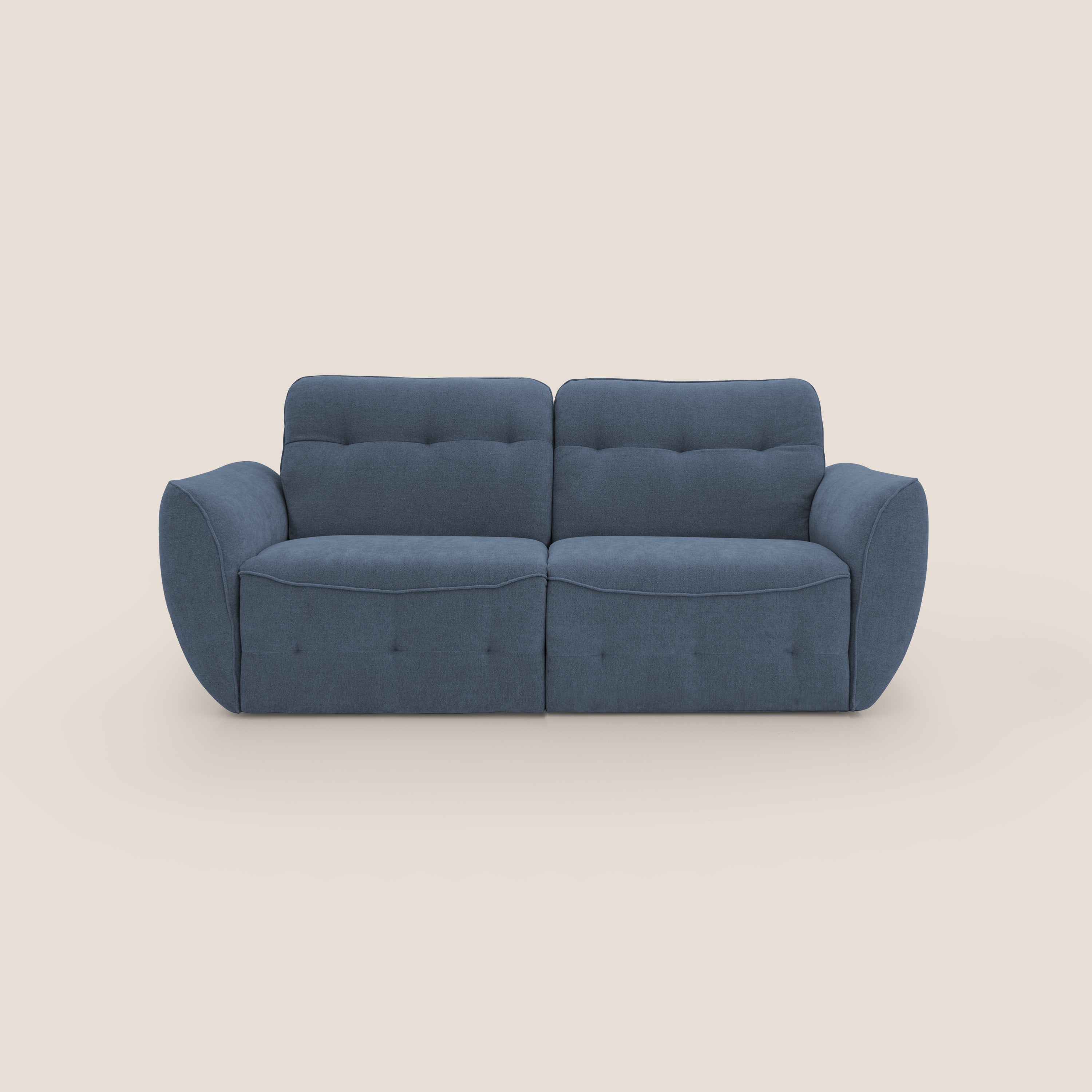 Cerbero divano 2 e 3 posti in morbido bouclé impermeabile T07 blu - divani.store