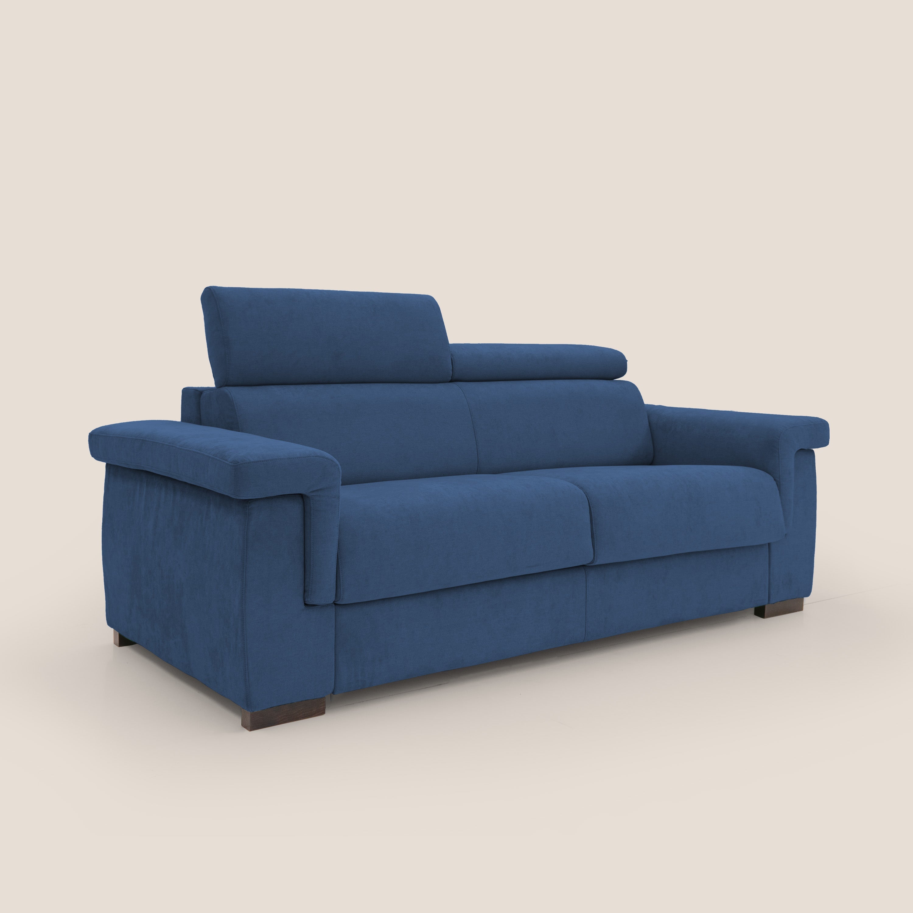 Bjorn divano letto sfoderabile con materasso H18 cm e poggiatesta reclinabili in tessuto impermeabile T02 blu - divani.store
