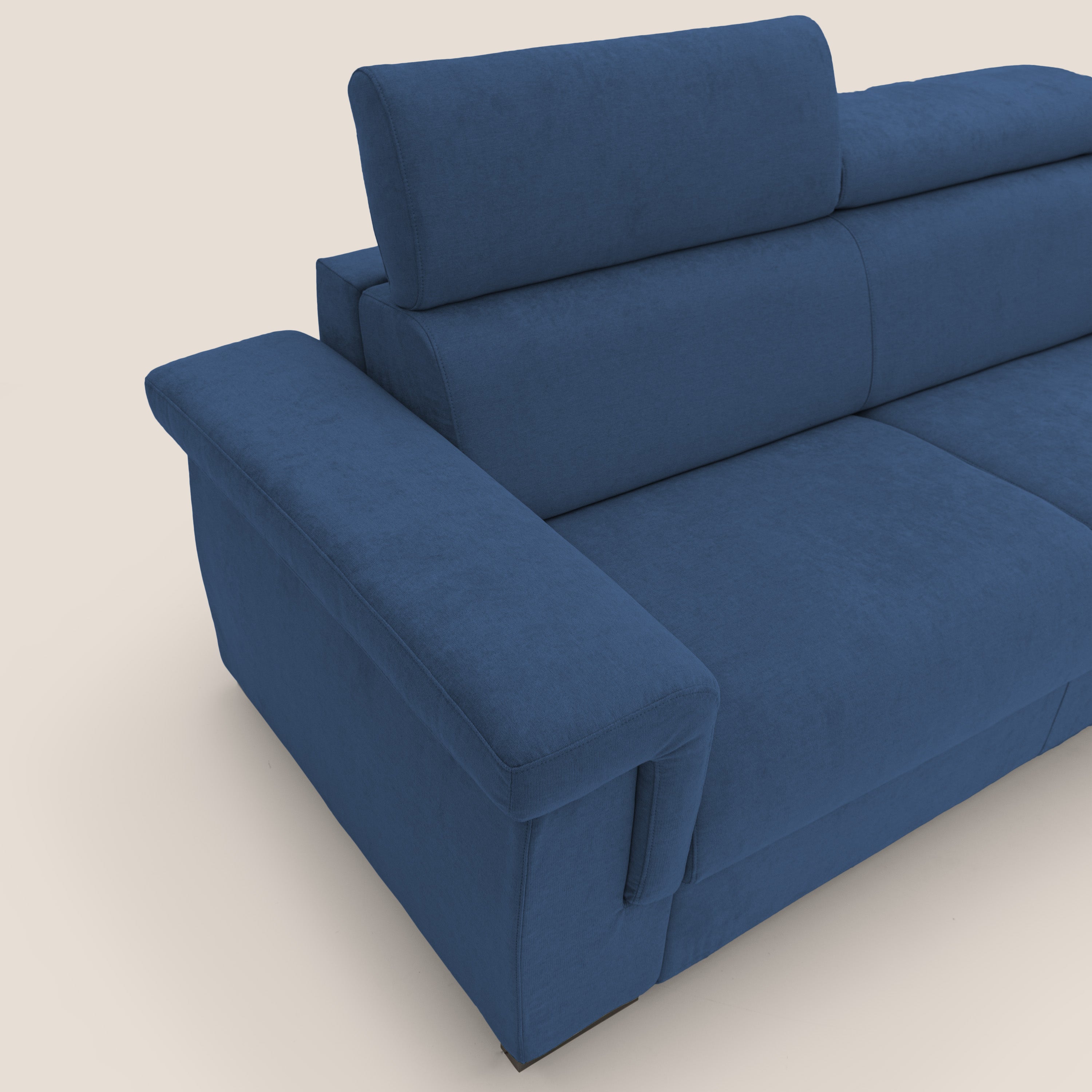 Bjorn divano letto sfoderabile con materasso H18 cm e poggiatesta reclinabili in tessuto impermeabile T02 blu - divani.store
