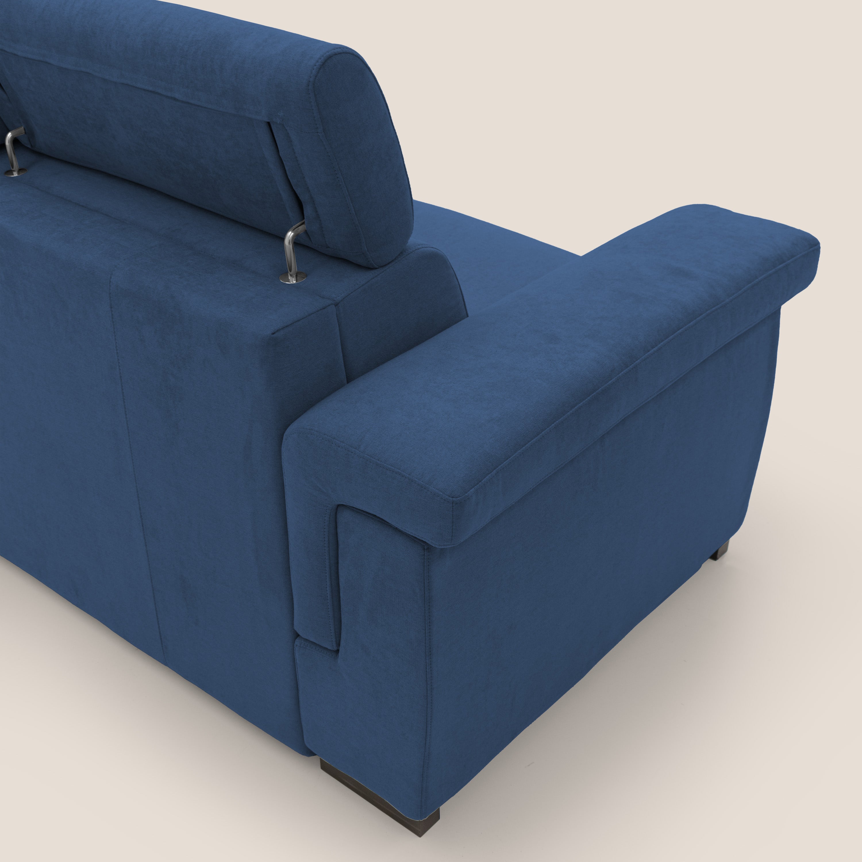 Bjorn divano letto sfoderabile con materasso H18 cm e poggiatesta reclinabili in tessuto impermeabile T02 blu - divani.store