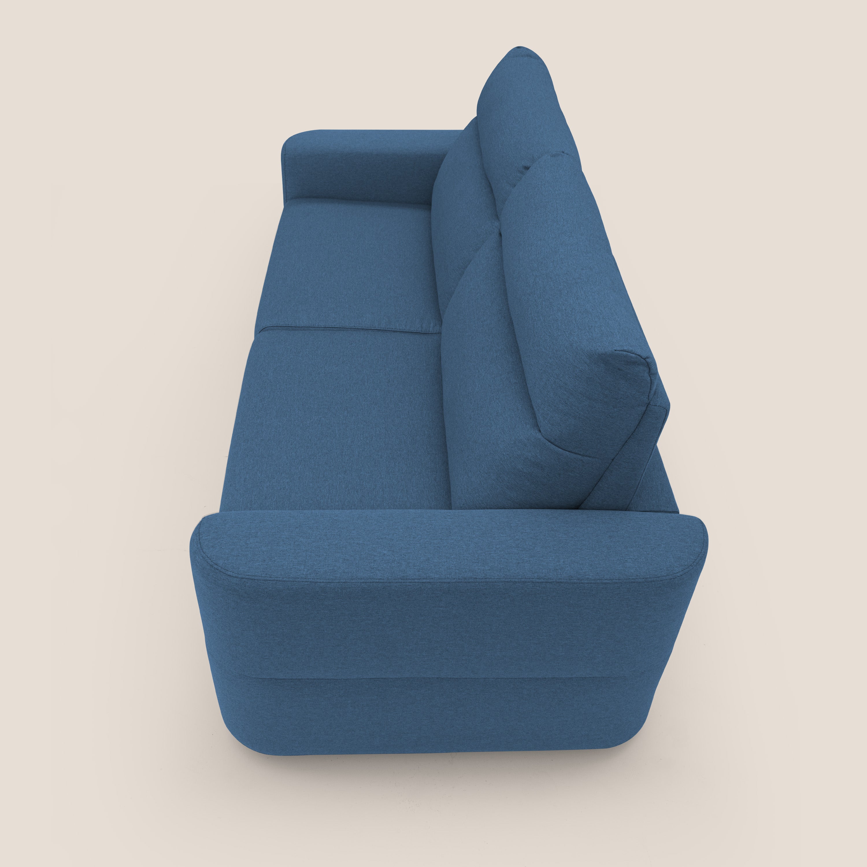 Cupido Divano letto materasso H18 cm e schienale alto in tessuto impermeabile simil cotone T13 blu - divani.store