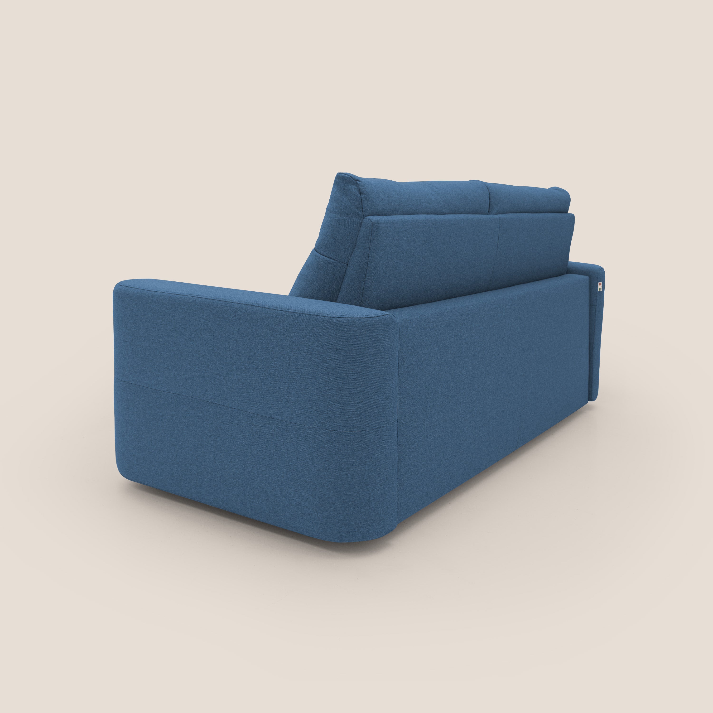 Cupido Divano letto materasso H18 cm e schienale alto in tessuto impermeabile simil cotone T13 blu - divani.store