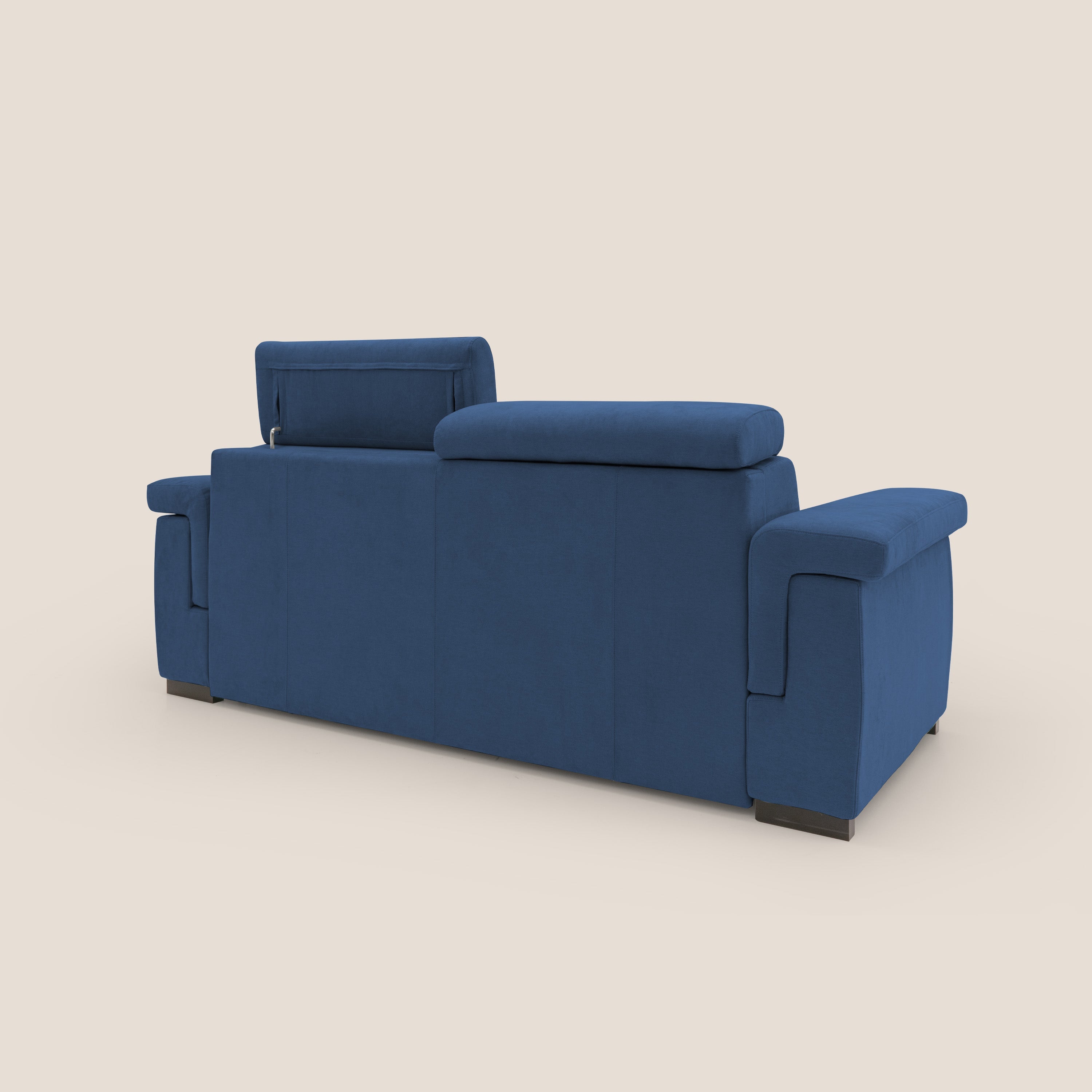 Bjorn divano letto sfoderabile con materasso H18 cm e poggiatesta reclinabili in tessuto impermeabile T02 blu - divani.store