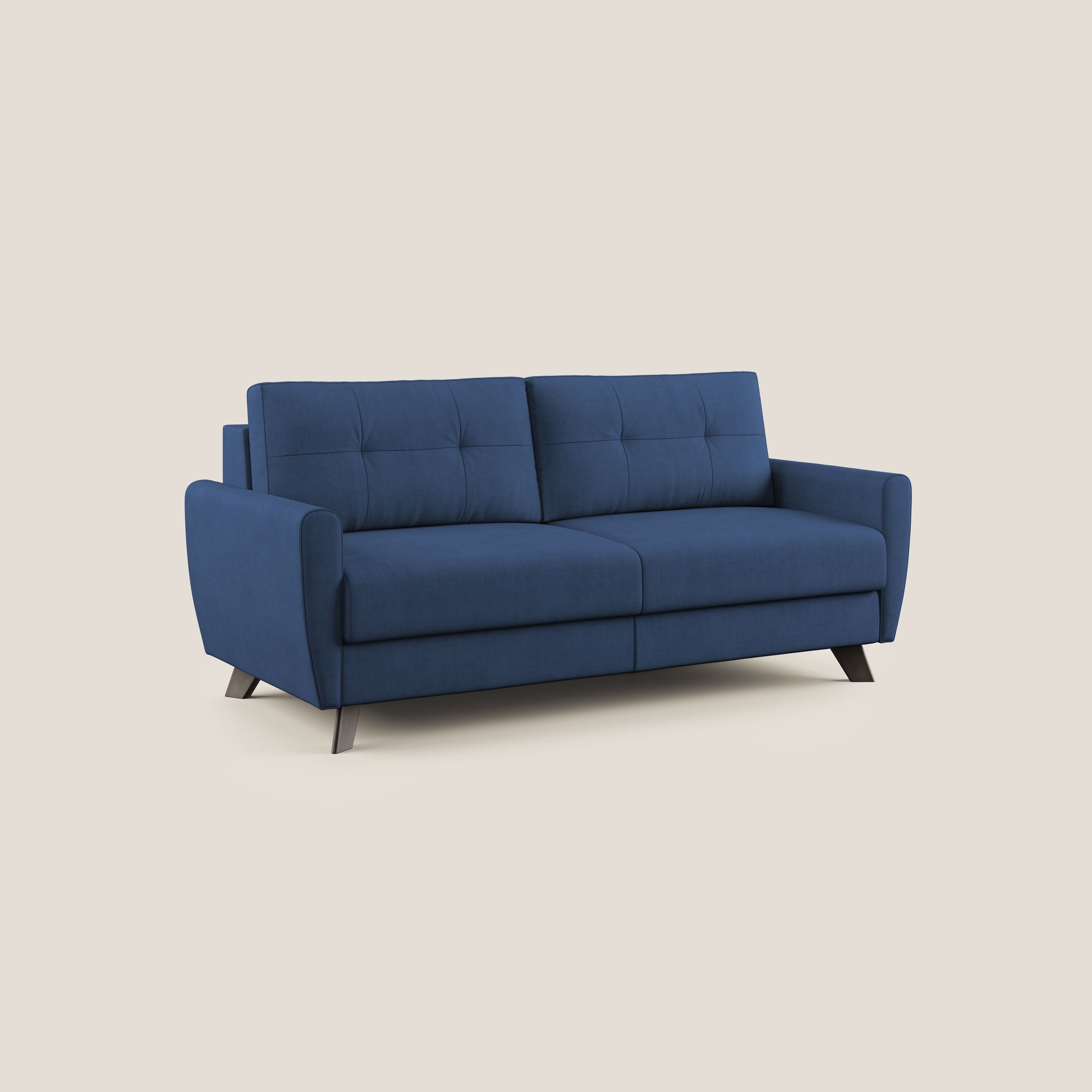 Callisto Divano letto matrimoniale in tessuto morbido impermeabile T02 blu - divani.store