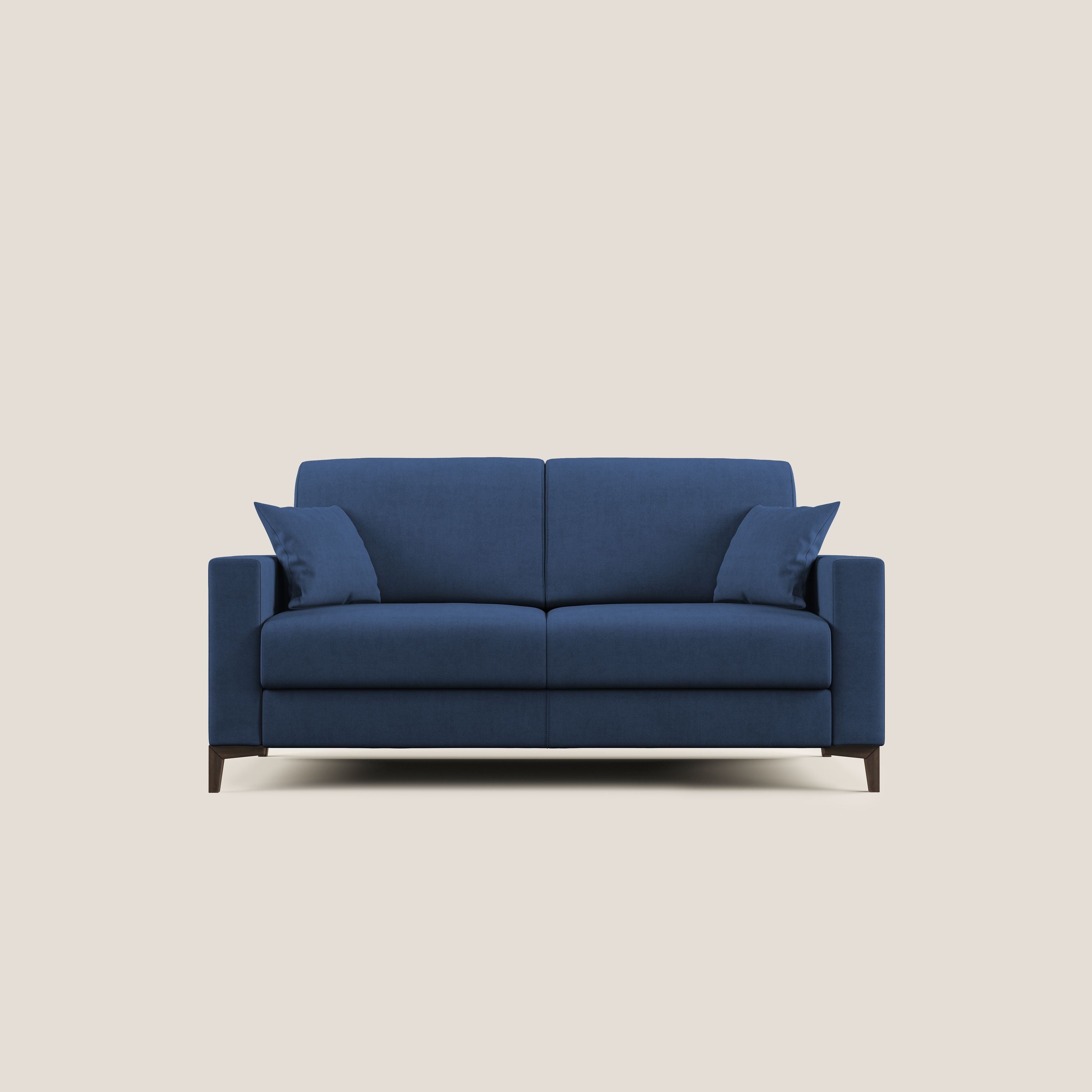 Kafka divano letto matrimoniale in morbido tessuto impermeabile T02 blu - divani.store