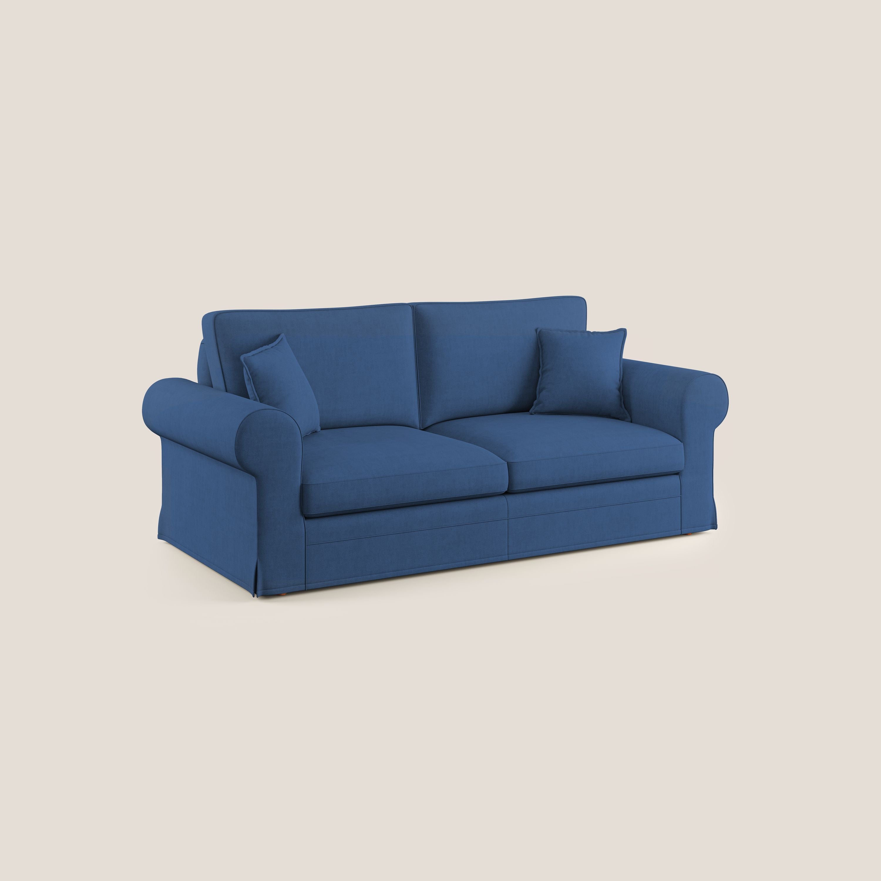 Lady divano classico in piuma d'oca realizzato con tessuto impermeabile T02 blu - divani.store