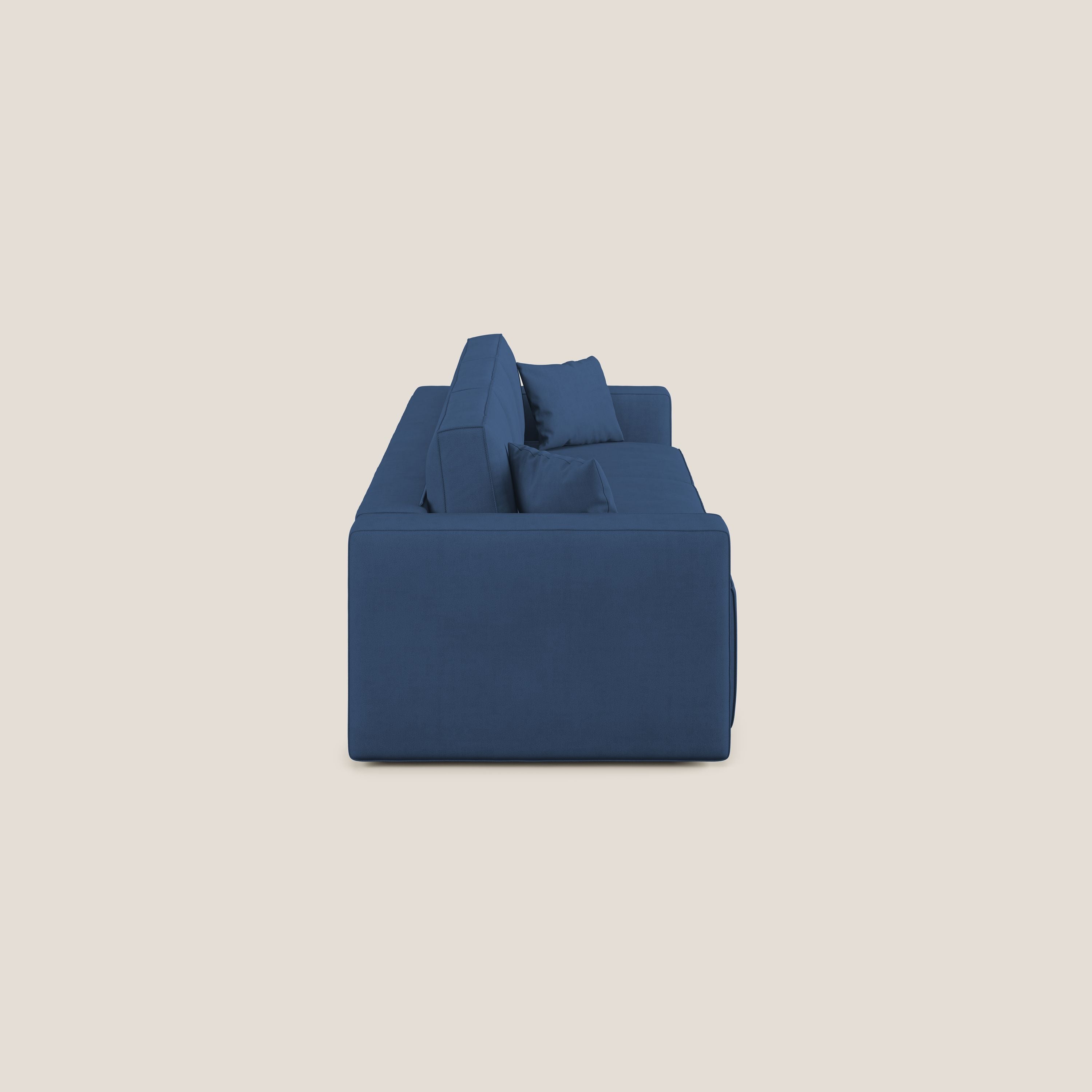 Morfeo divano con 3 sedute estraibili in morbido tessuto impermeabile T02 blu - divani.store