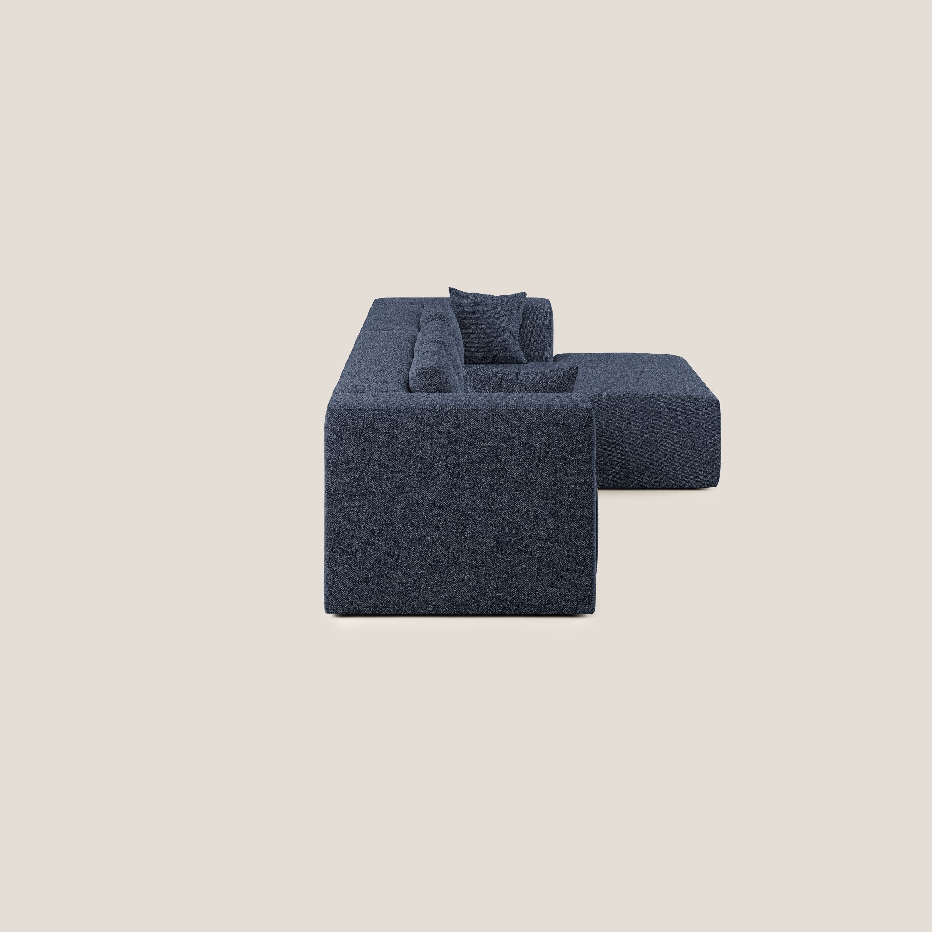Nettuno divano angolare componibile in morbido tessuto bouclè T07 blu - divani.store