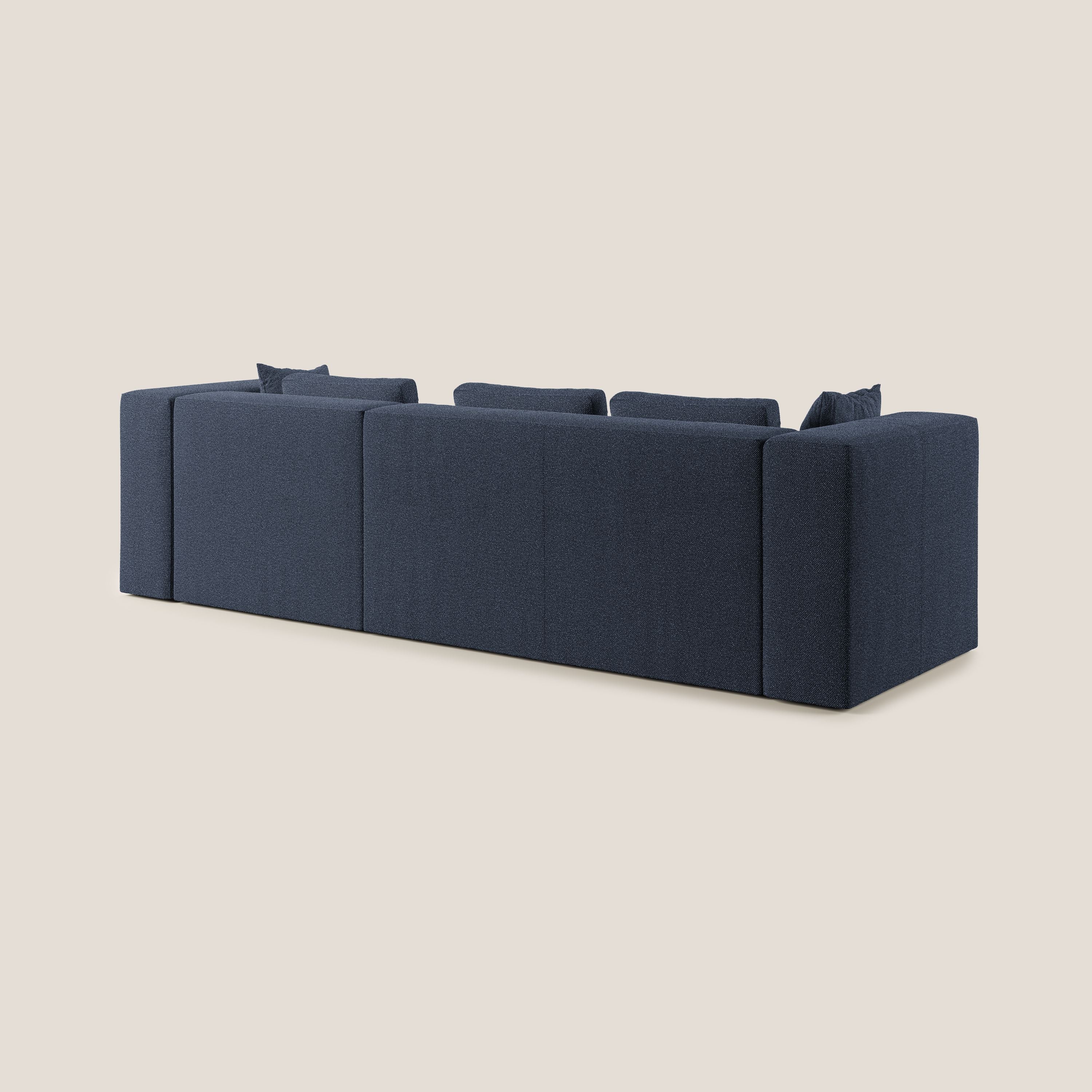 Nettuno divano angolare componibile in morbido tessuto bouclè T07 blu - divani.store