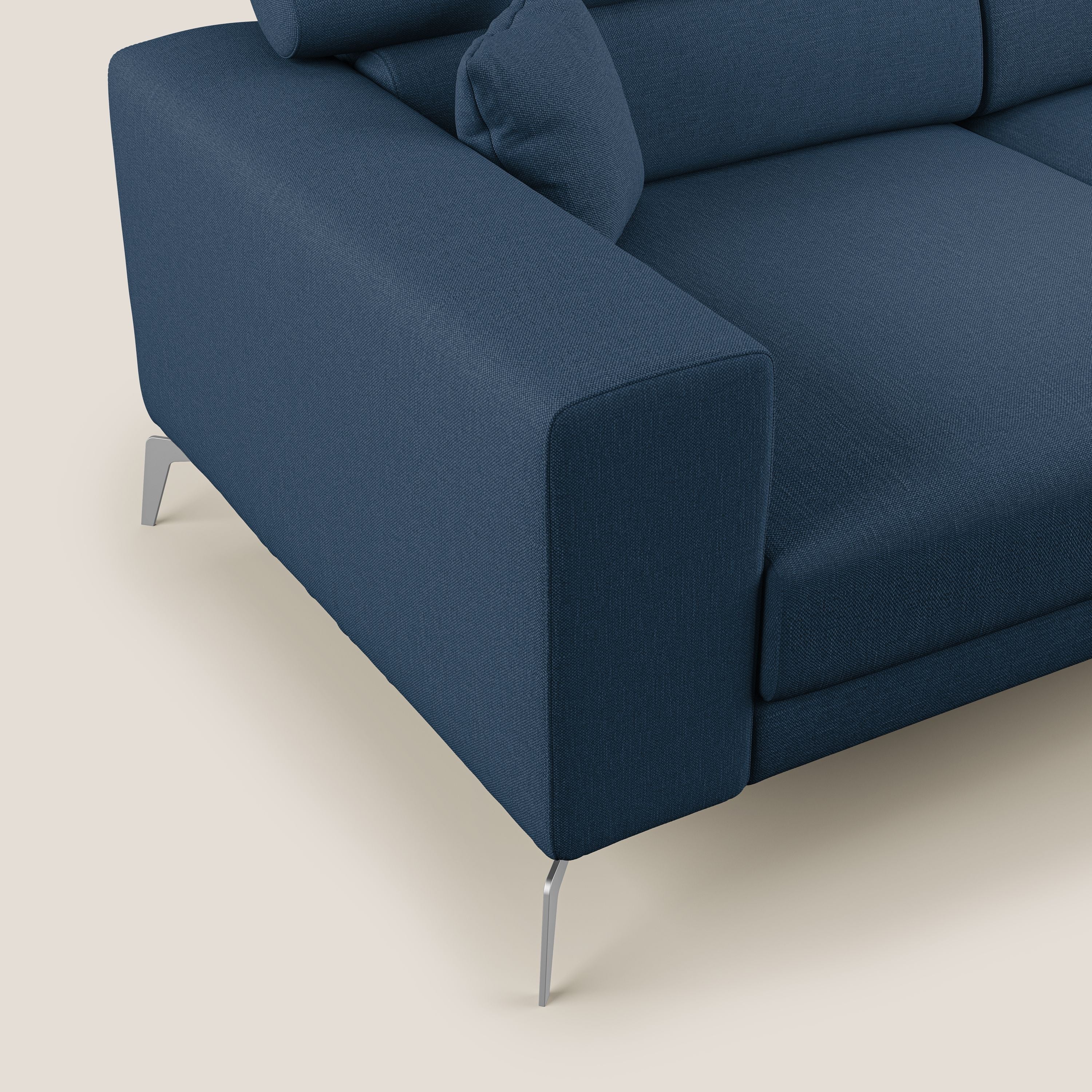 Blade Divano con poggiatesta reclinabili in tessuto impermeabile misto cotone T13 blu - divani.store