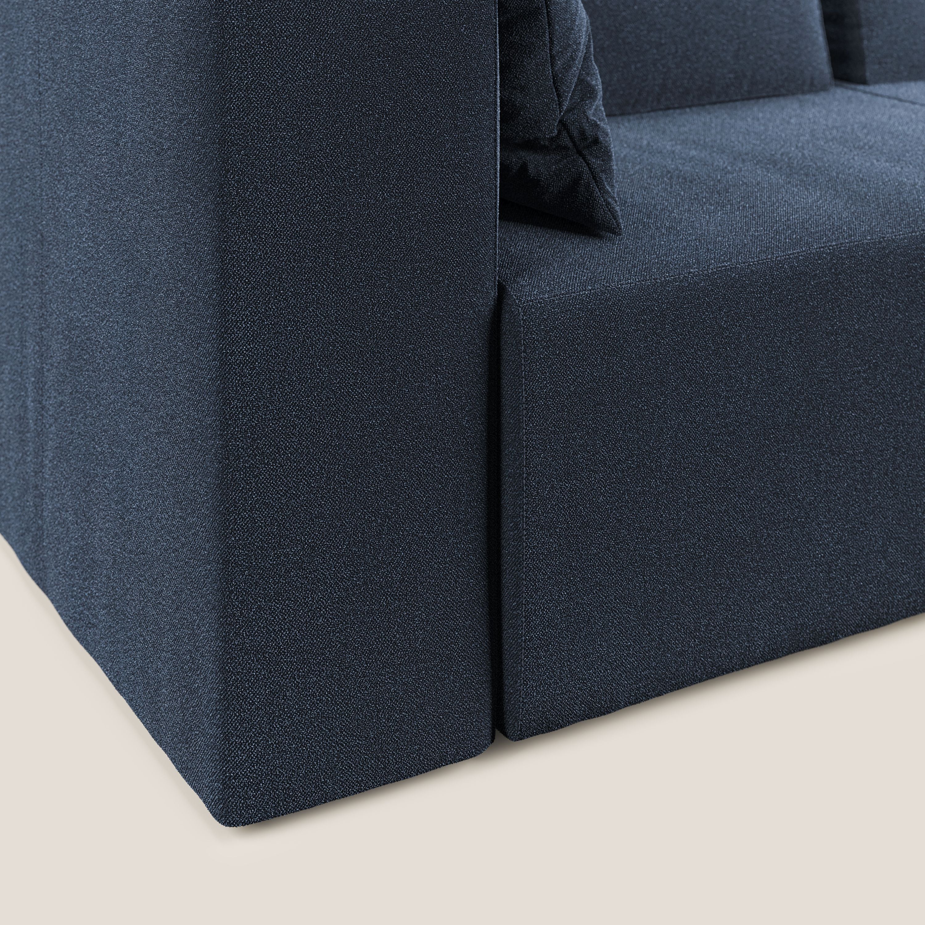 Nettuno divano angolare componibile in morbido tessuto bouclè T07 blu - divani.store