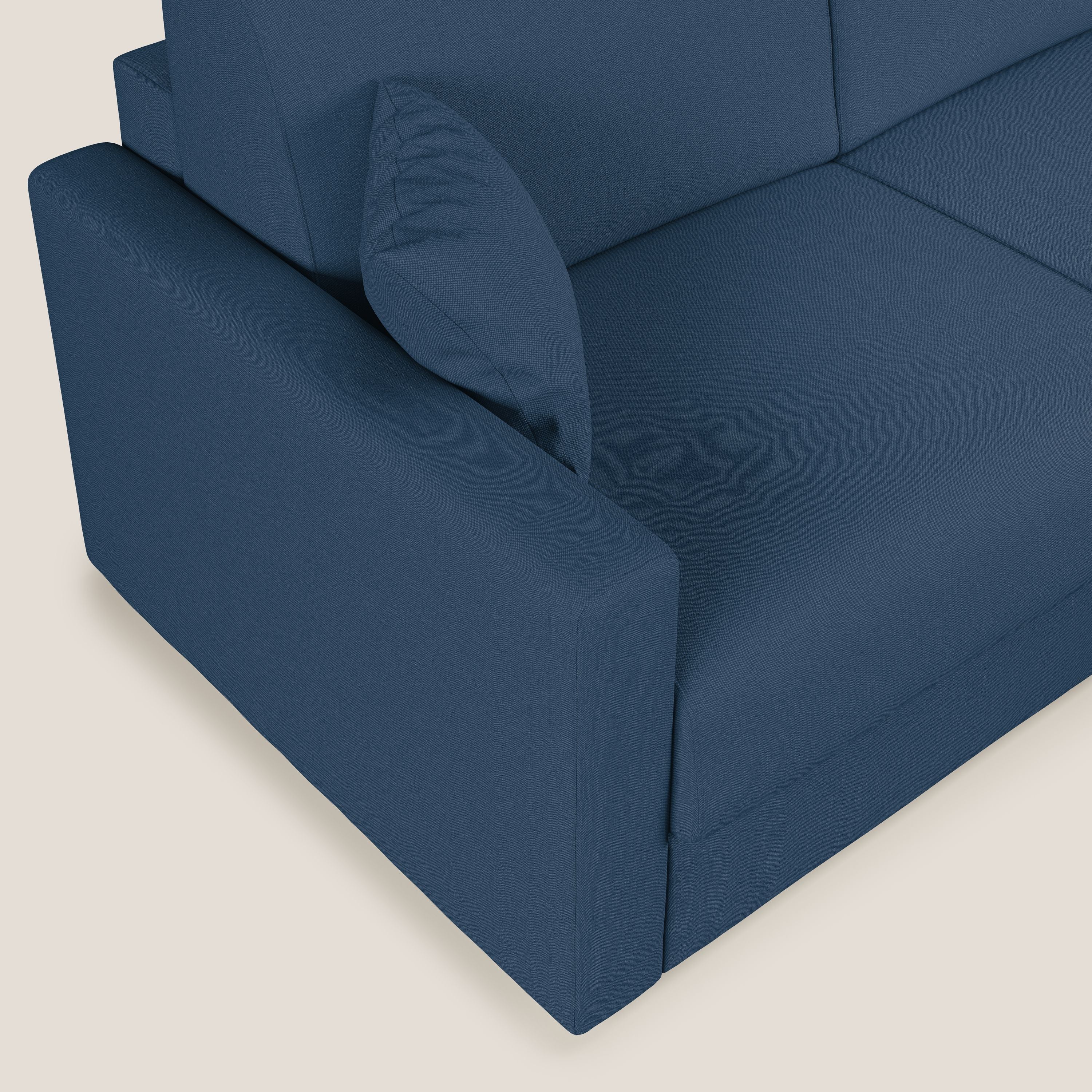 Chris Divano letto angolare 5 posti in tessuto impermeabile T13 blu - divani.store