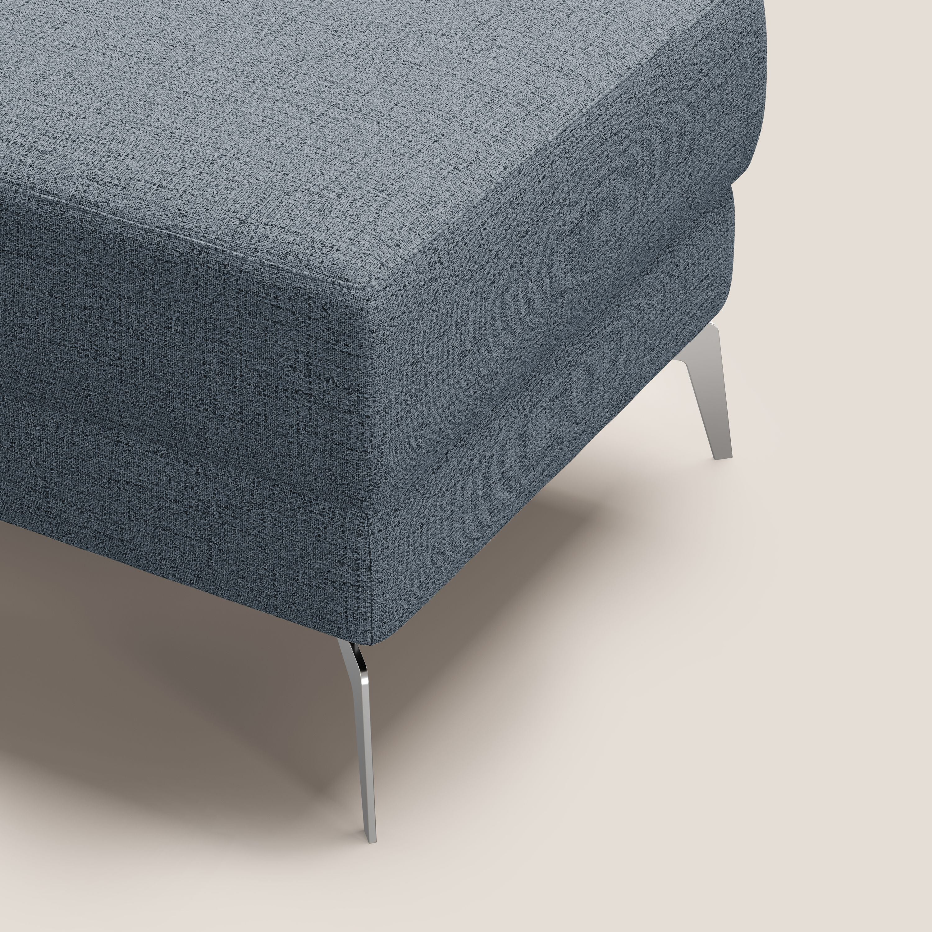 Star Pouf con piedini alti in tessuto impermeabile fiammato T03 blu - divani.store