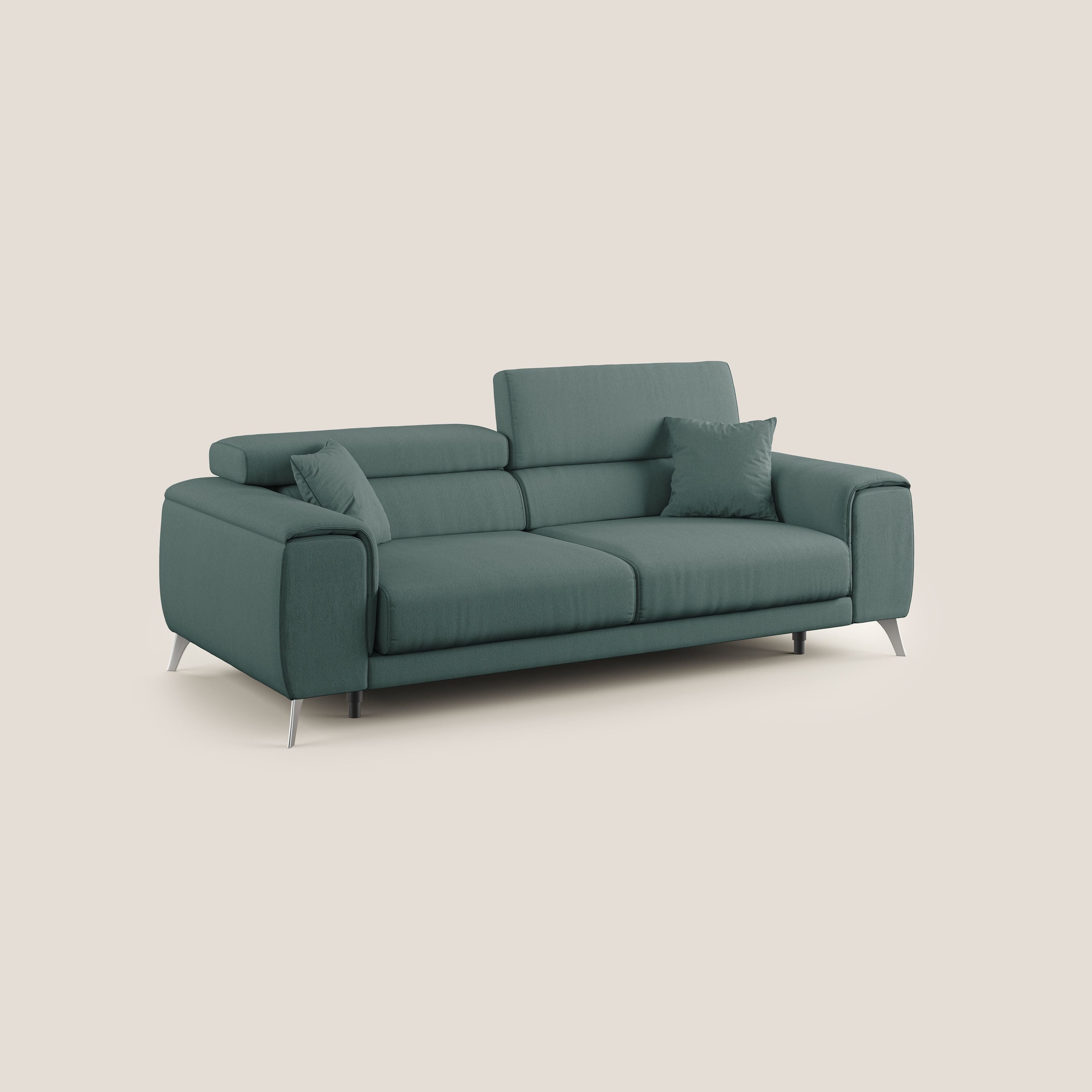 Fusion divano con sedute allungabili in tessuto smacchiabile T05 verde - divani.store