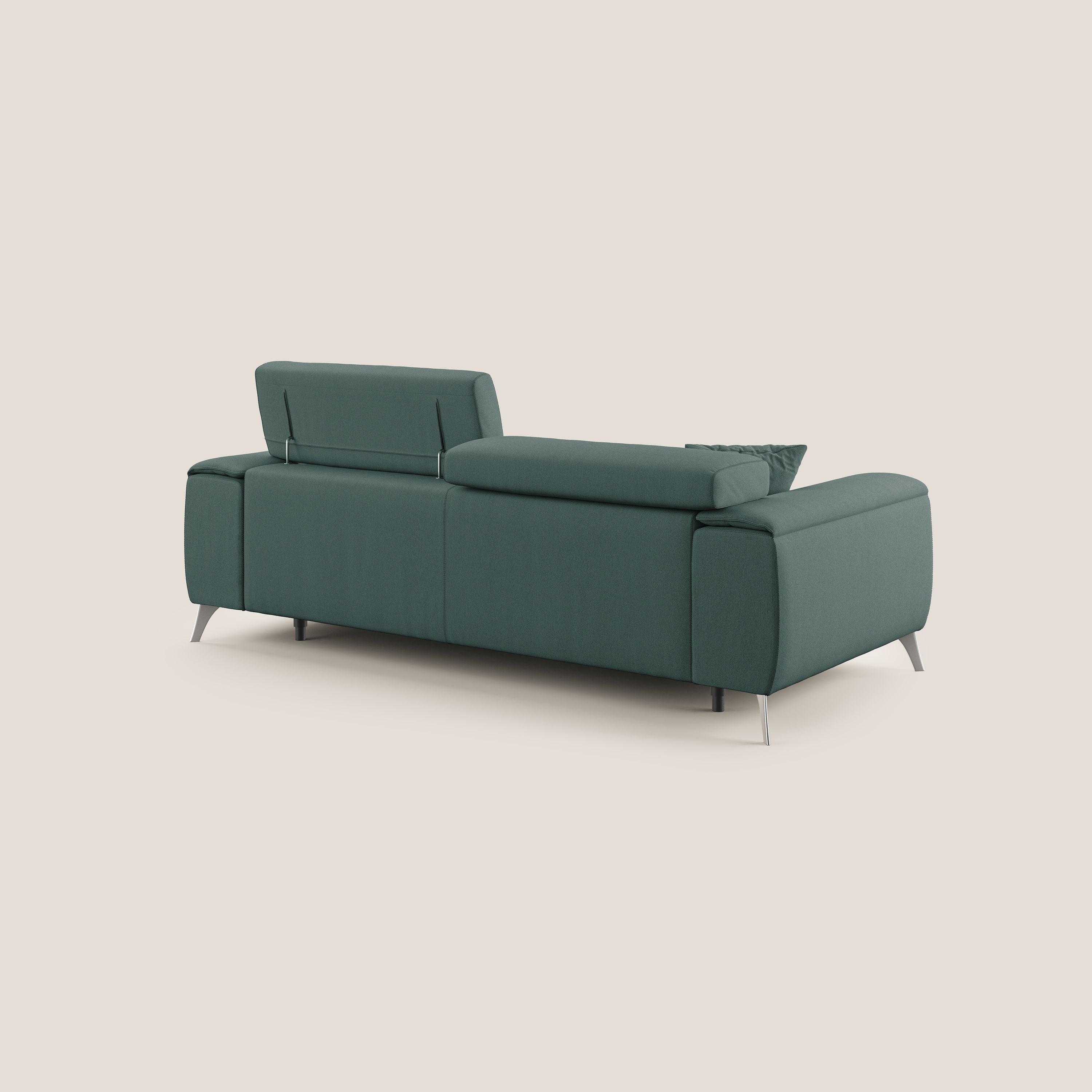 Fusion divano con sedute allungabili in tessuto smacchiabile T05 verde - divani.store