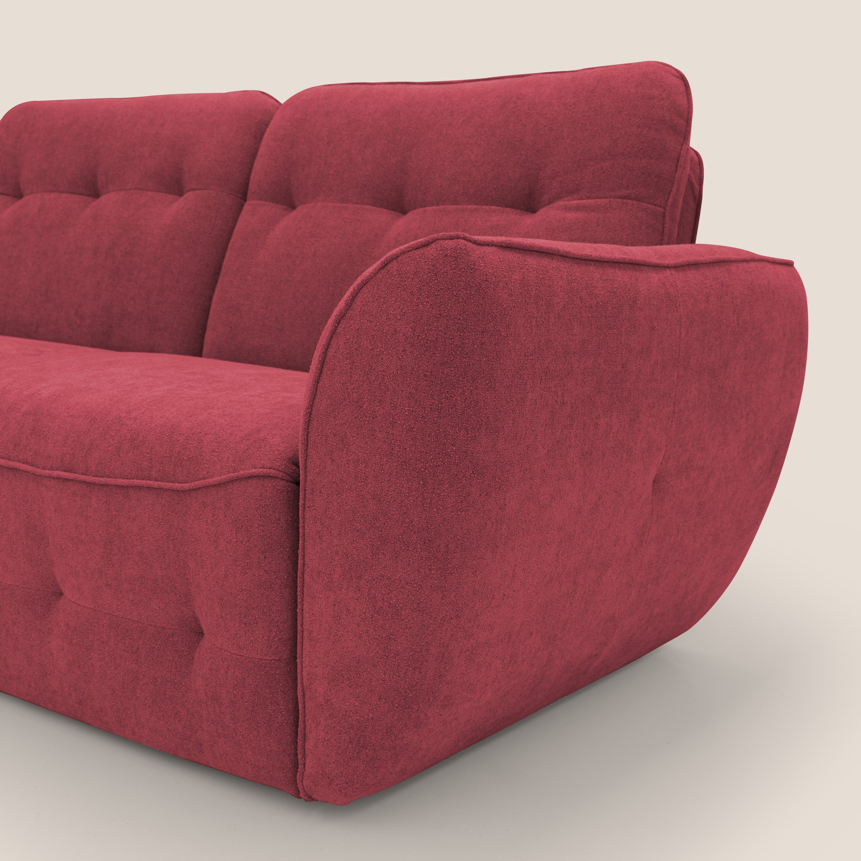 Cerbero divano 2 e 3 posti in morbido bouclé impermeabile T07 rosso - divani.store