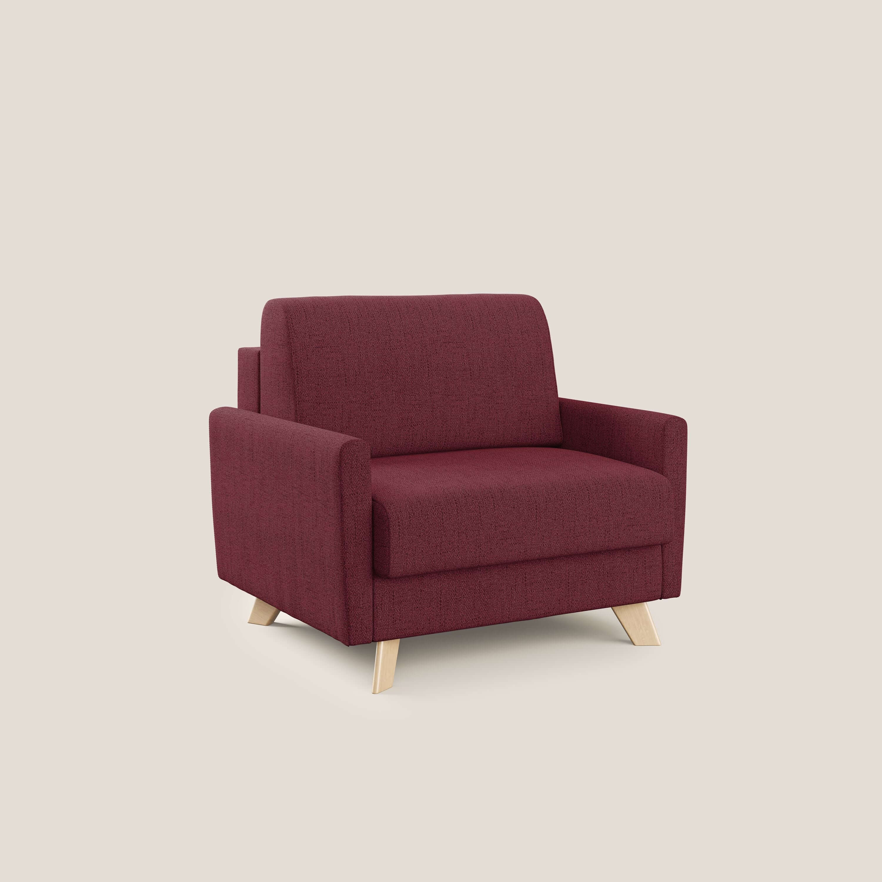 Edgar poltrona letto in tessuto felis impermeabile T03 rosso - divani.store