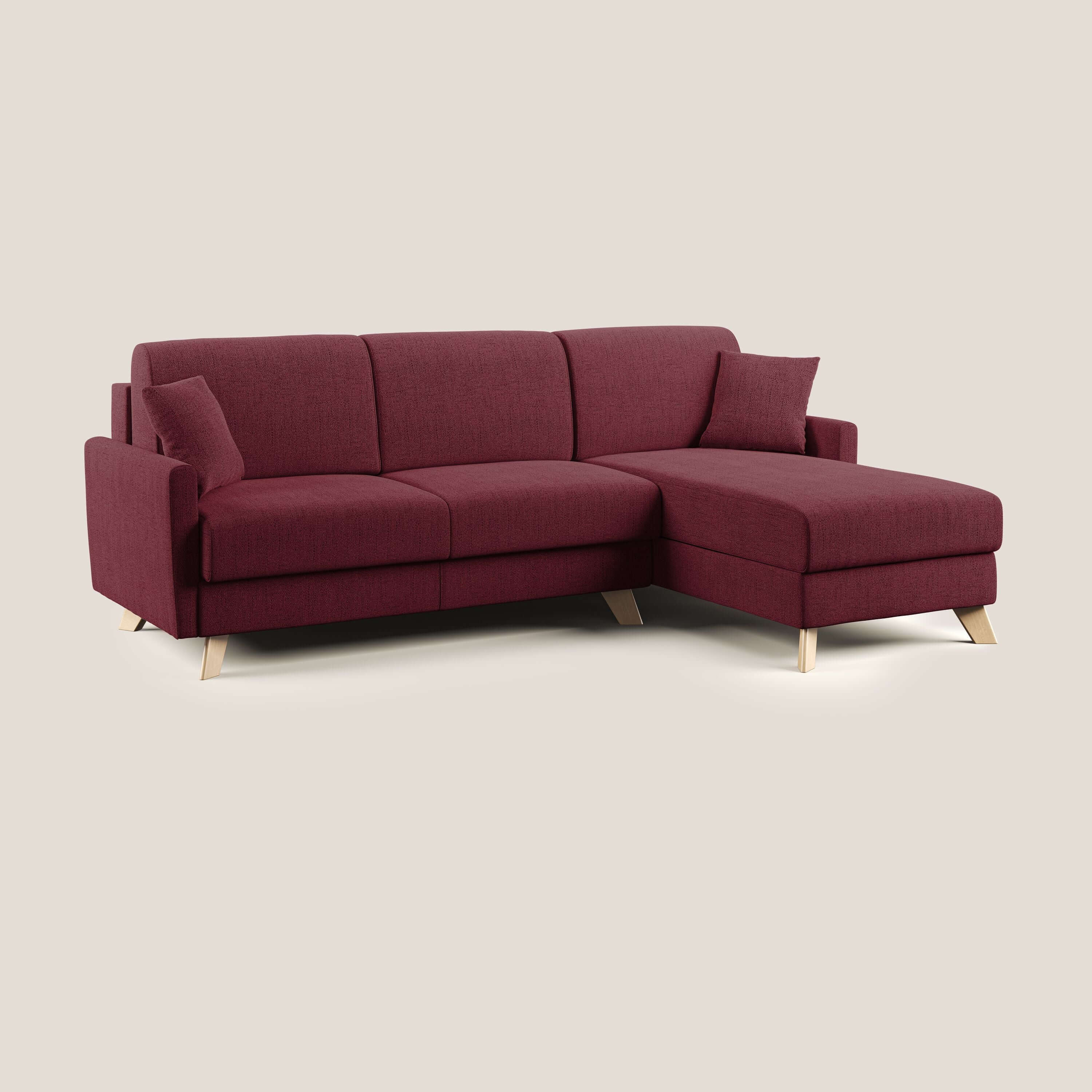 Edgar divano letto angolare in tessuto felis impermeabile T03 rosso - divani.store