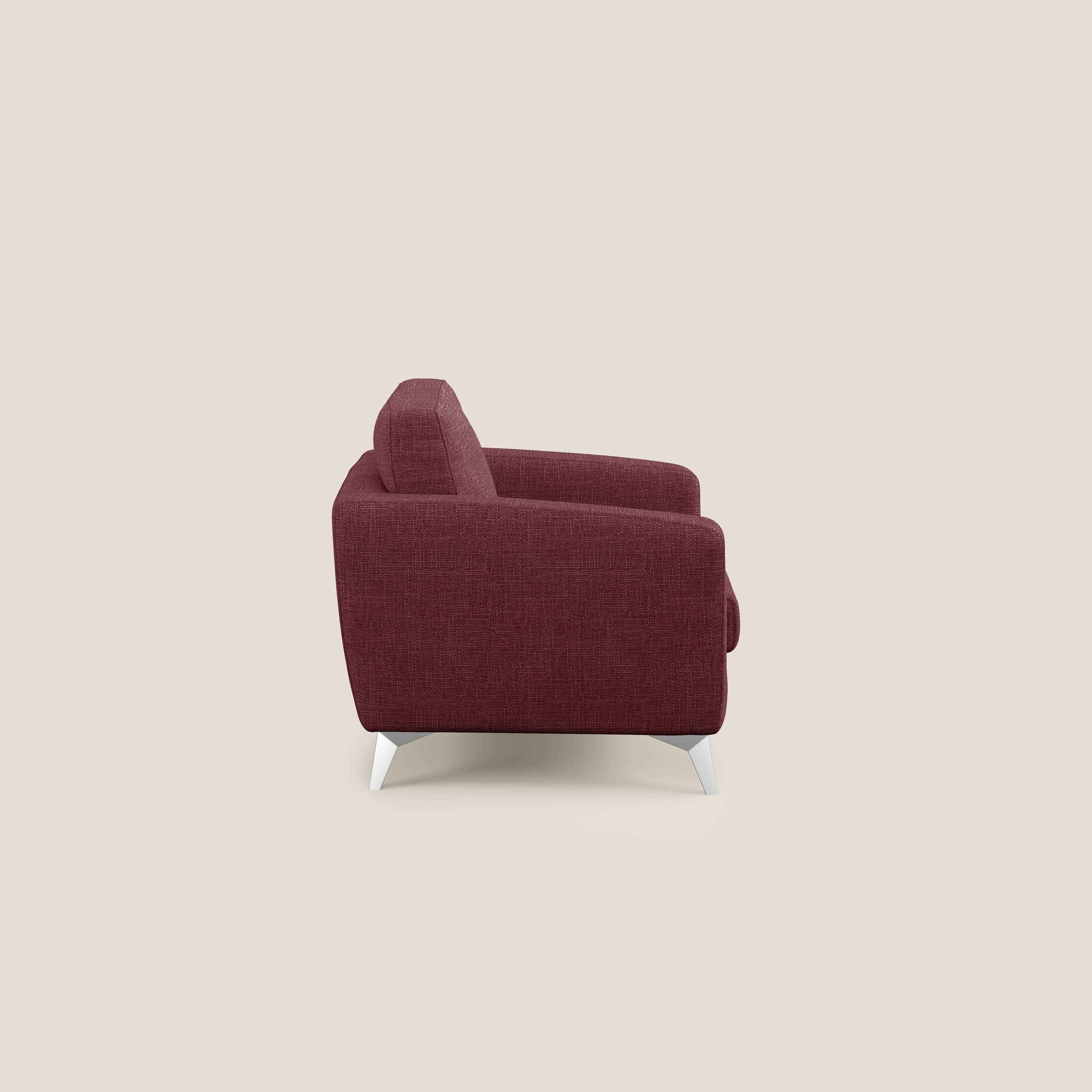 Orione Poltroncina in morbido tessuto impermeabile ad intreccio T06 rosso - divani.store