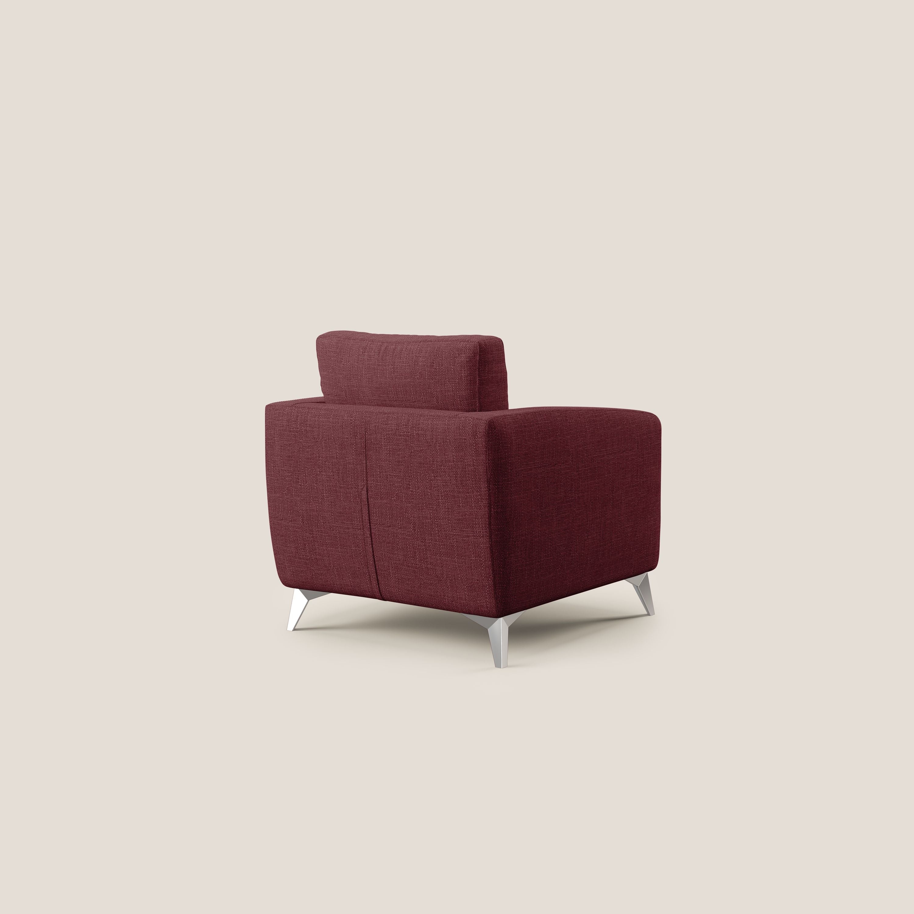 Orione Poltroncina in morbido tessuto impermeabile ad intreccio T06 rosso - divani.store