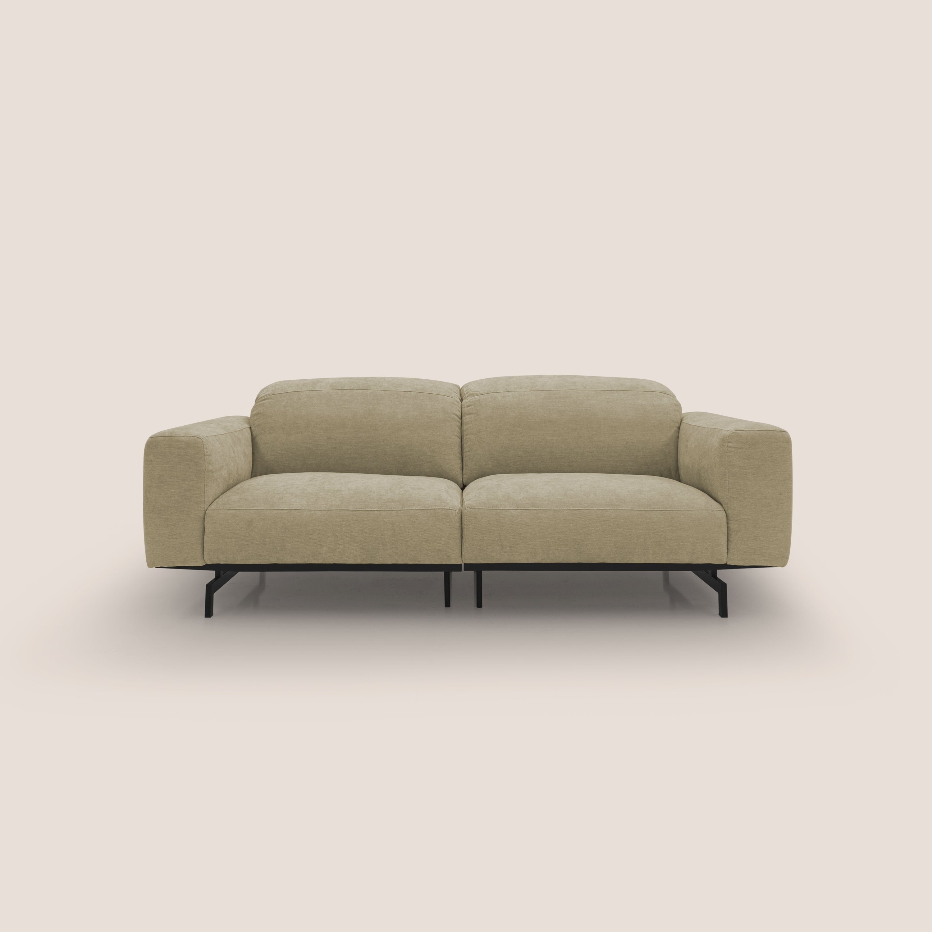 Sakura divano in piuma d'oca modulare componibile in morbido tessuto fiammato impermeabile T14 beige - divani.store