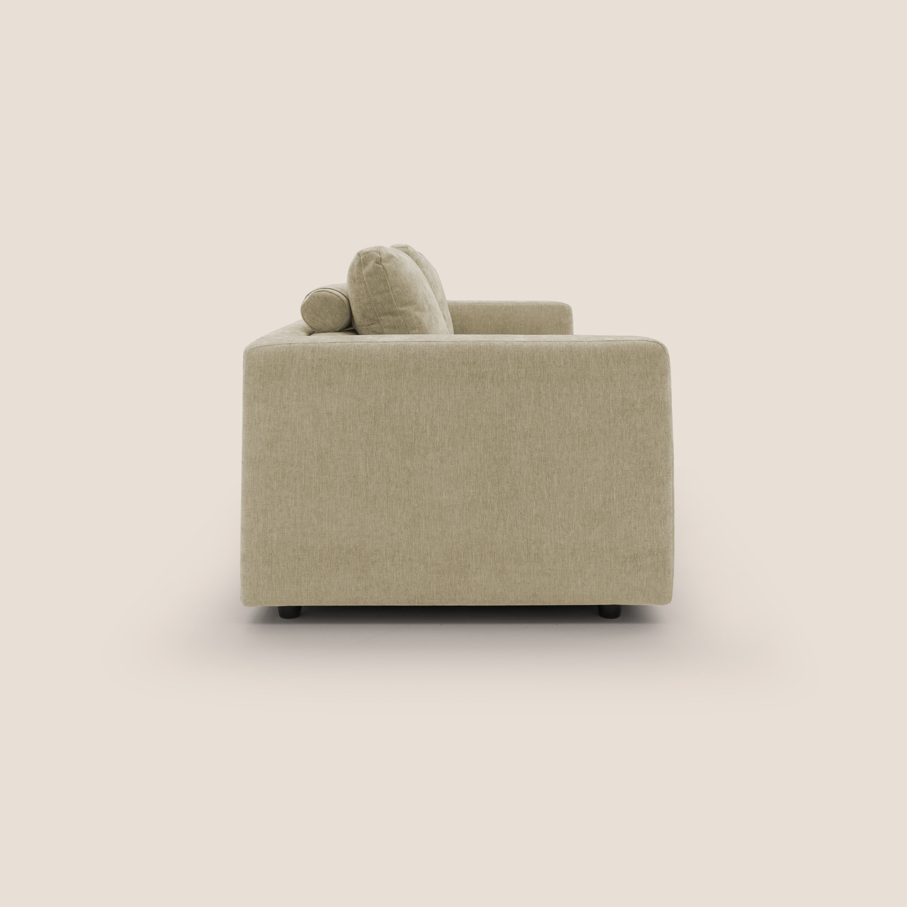 Freia Divano letto minimal materasso h15 cm con morbidi schienali in tessuto impermeabile T14 - divani.store