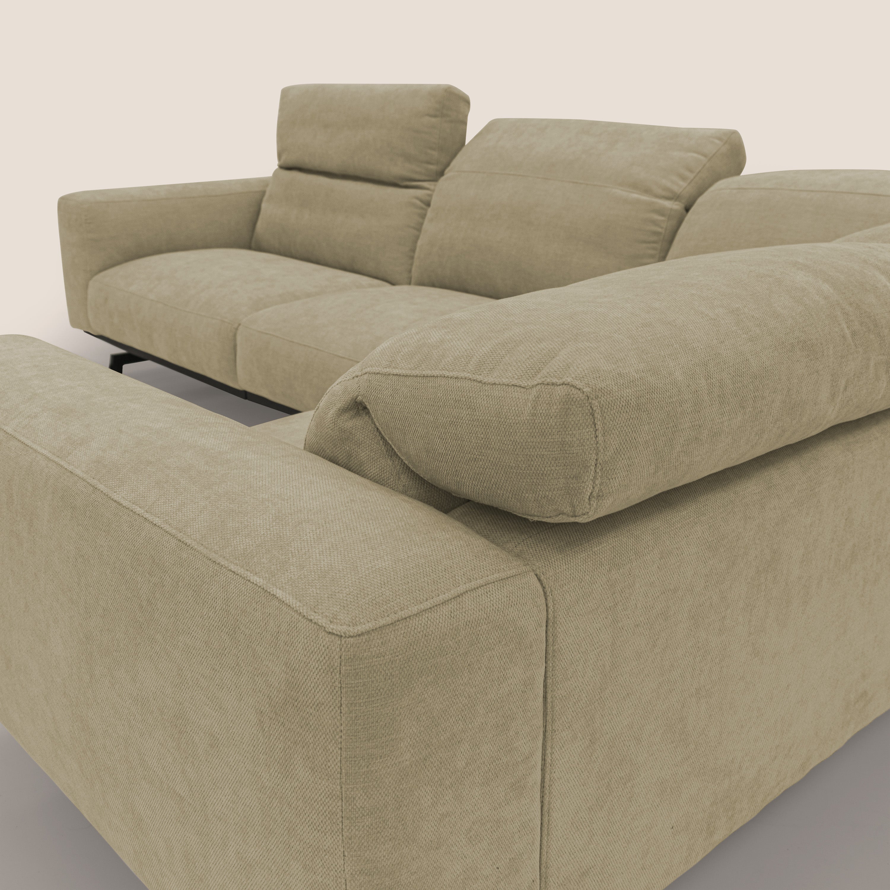 Sakura Canapé d'angle RÉVERSIBLE et modulable en tissu doux et imperméable T14 beige