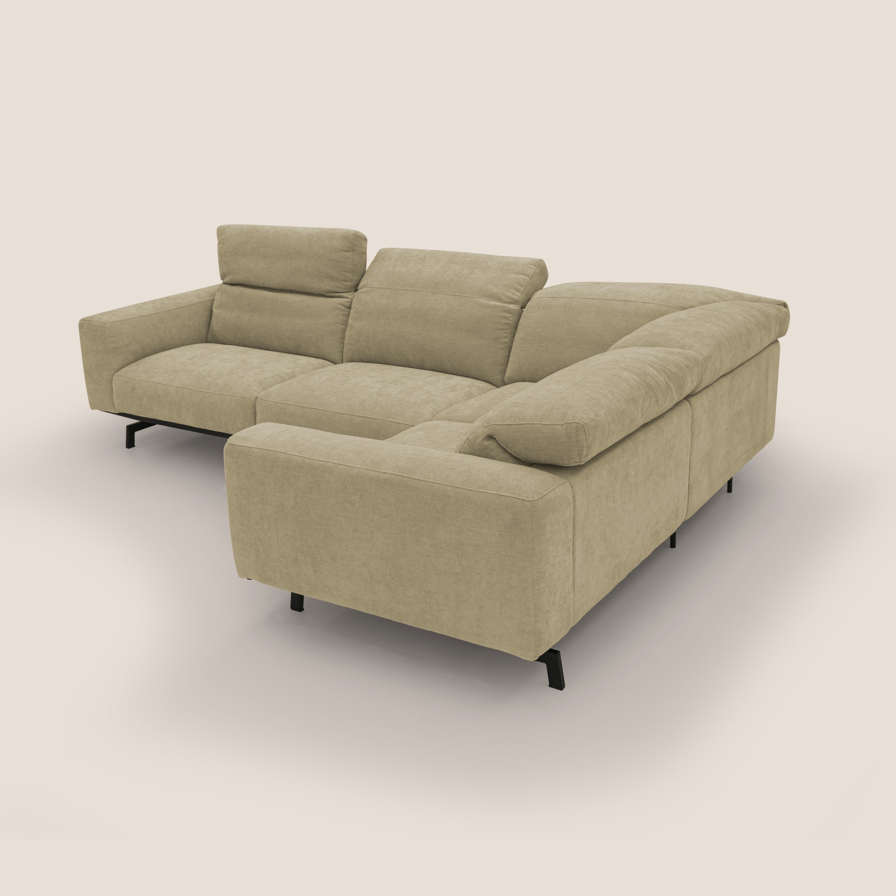 Sakura Canapé d'angle RÉVERSIBLE et modulable en tissu doux et imperméable T14 beige