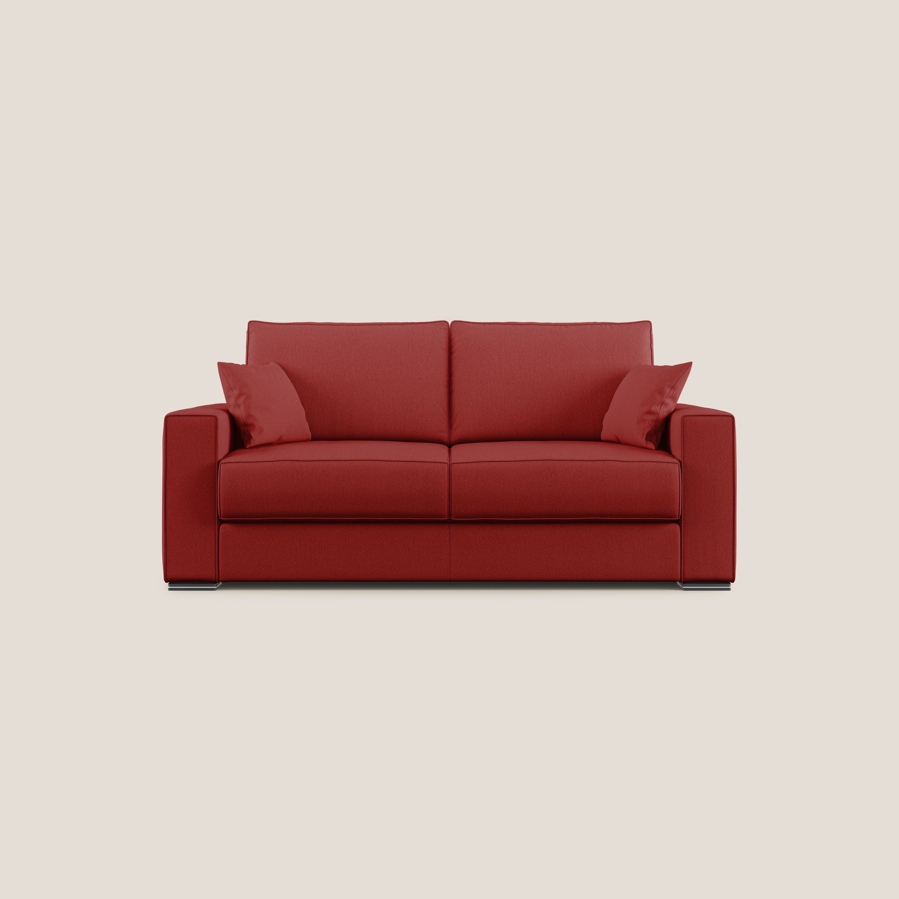 Dream Divano letto moderno dai morbidi cuscini in tessuto smacchiabile T05 rosso - divani.store