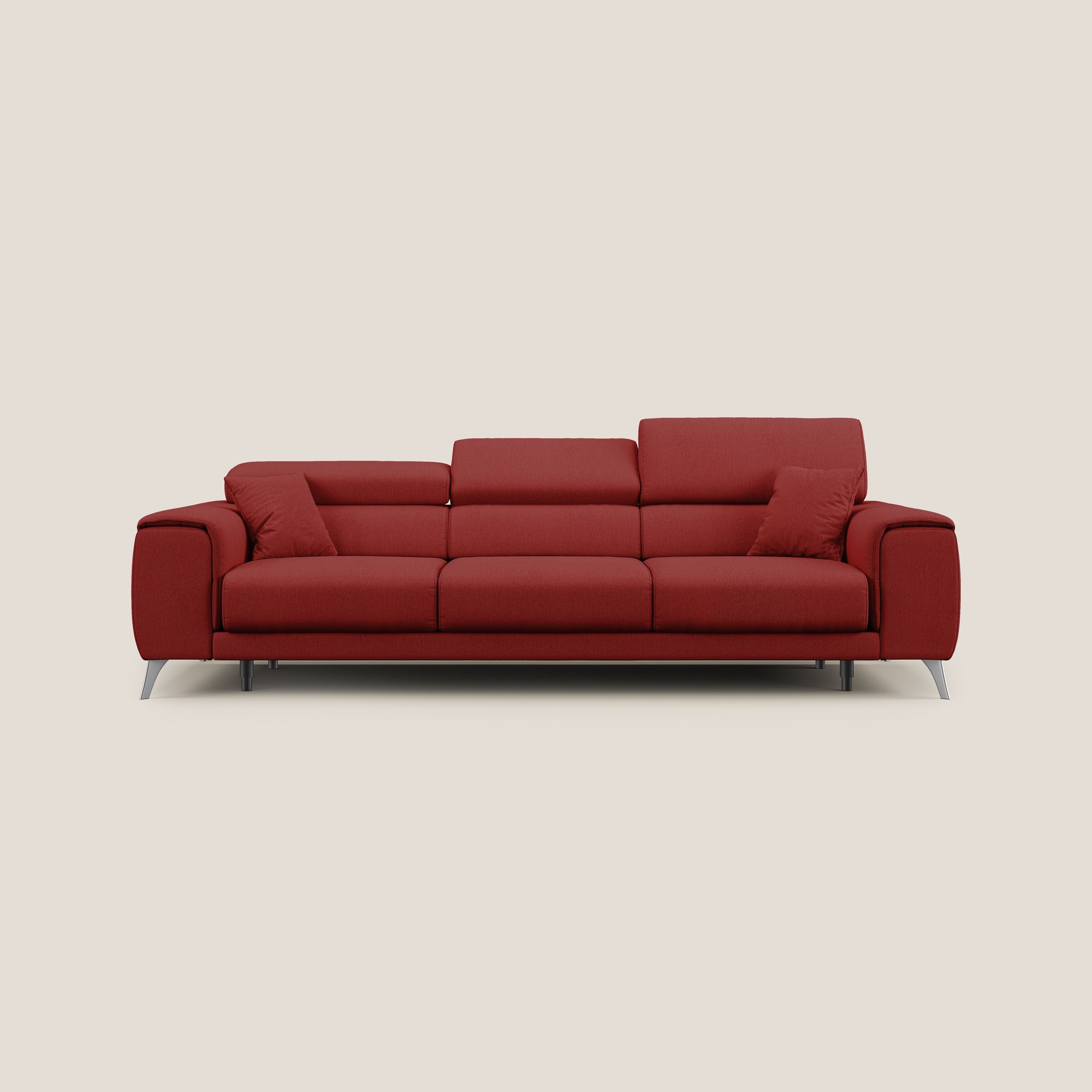 Fusion divano con 3 sedute allungabili in tessuto smacchiabile T05 rosso - divani.store