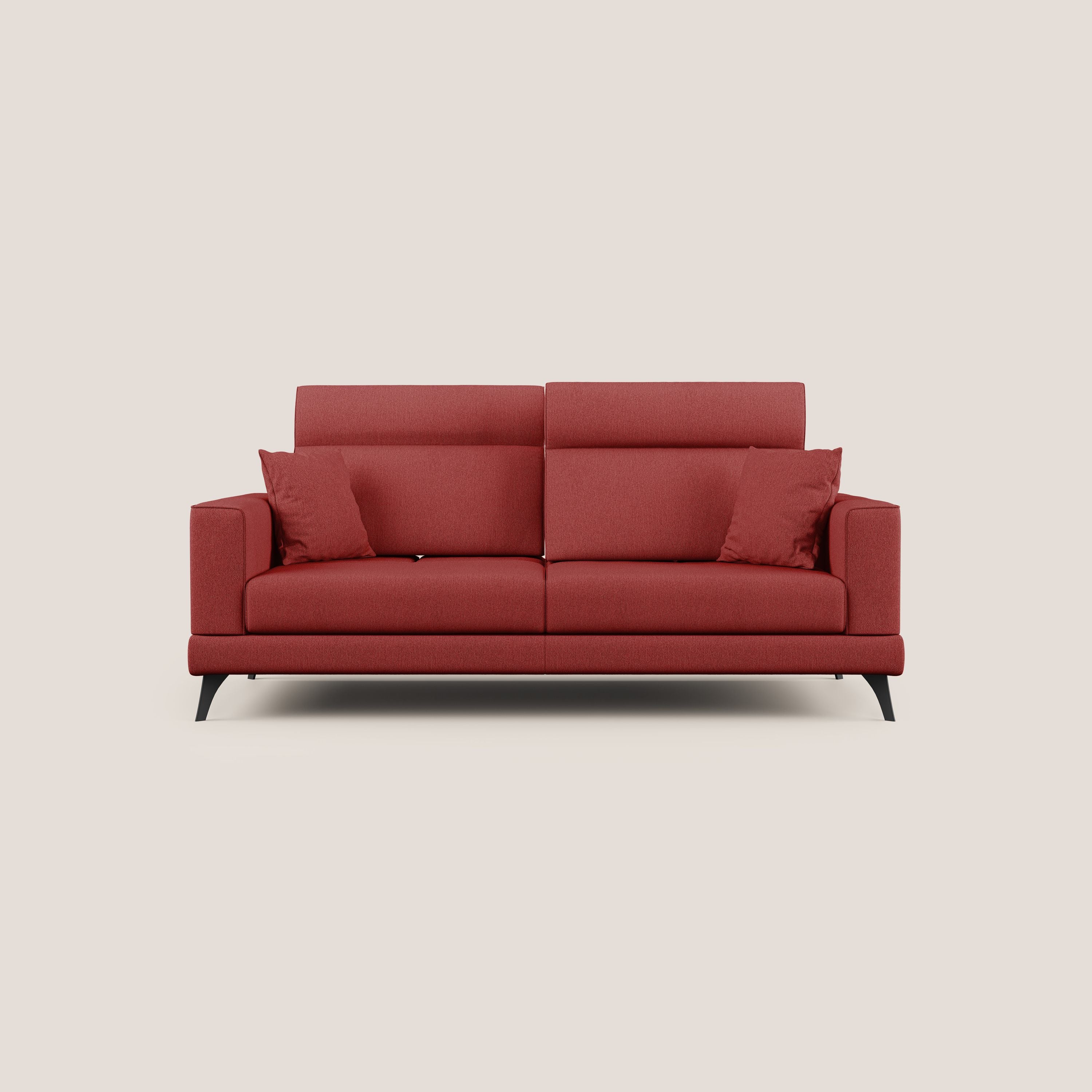 Slide Divano con schienali traslanti e poggiatesta in tessuto smacchiabile T05 rosso - divani.store