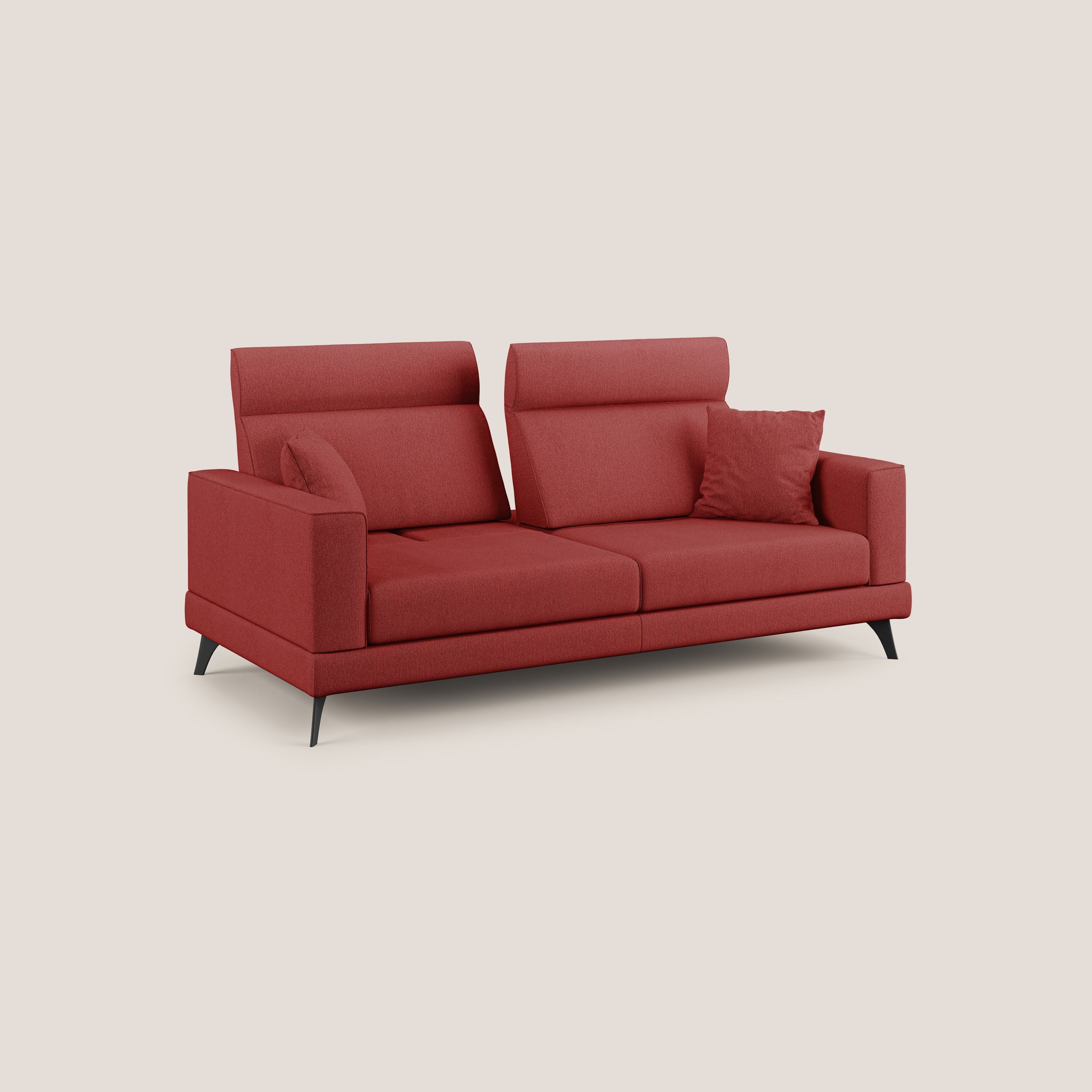 Slide Divano con schienali traslanti e poggiatesta in tessuto smacchiabile T05 rosso - divani.store