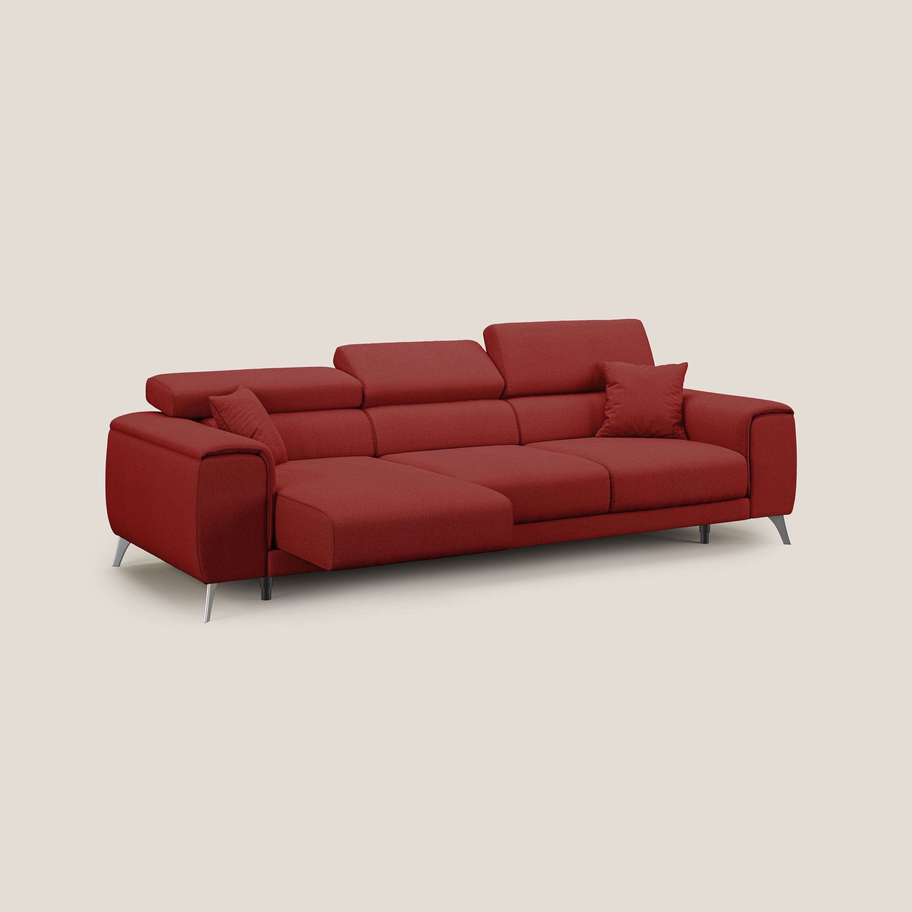 Fusion divano con 3 sedute allungabili in tessuto smacchiabile T05 rosso - divani.store