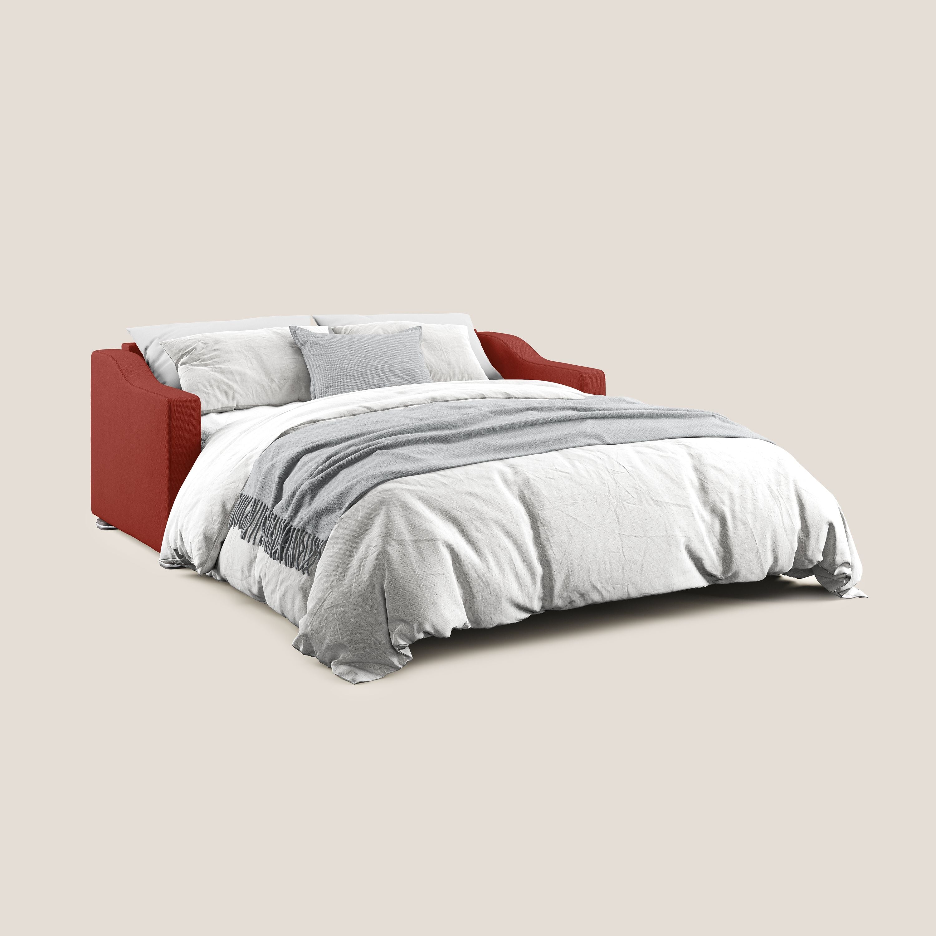 Amber divano letto matrimoniale in tessuto smacchiabile T05 rosso - divani.store