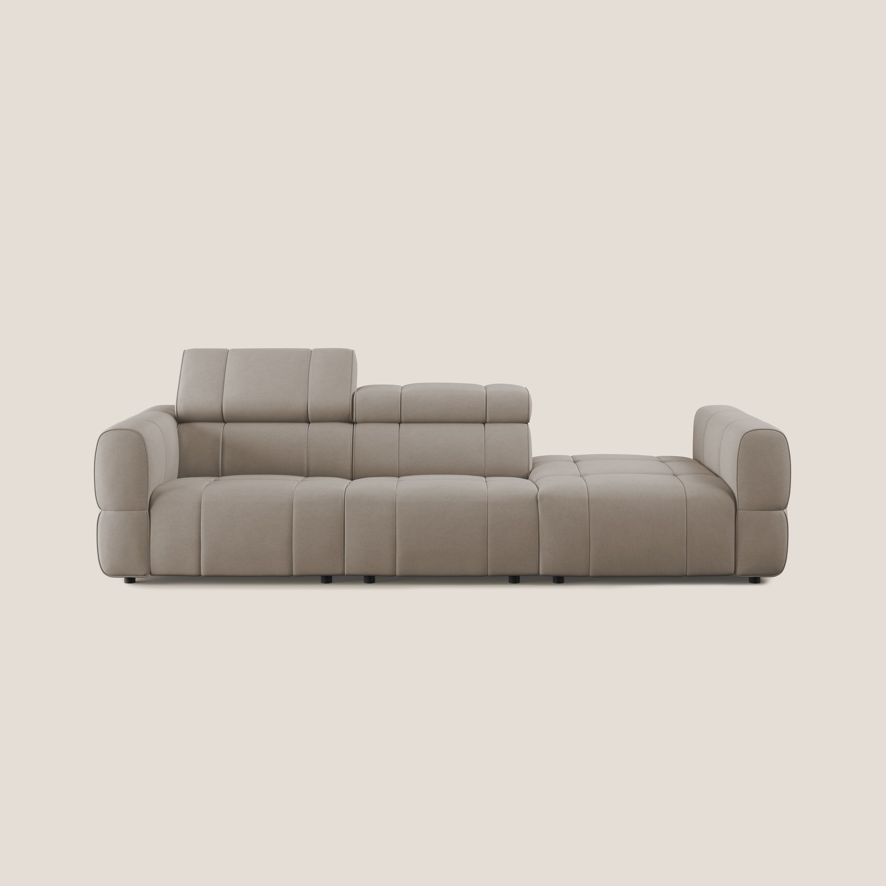 Giotto Divano con terminale e opzione relax elettrico in microfibra effetto velluto impermeabile T09 - divani.store