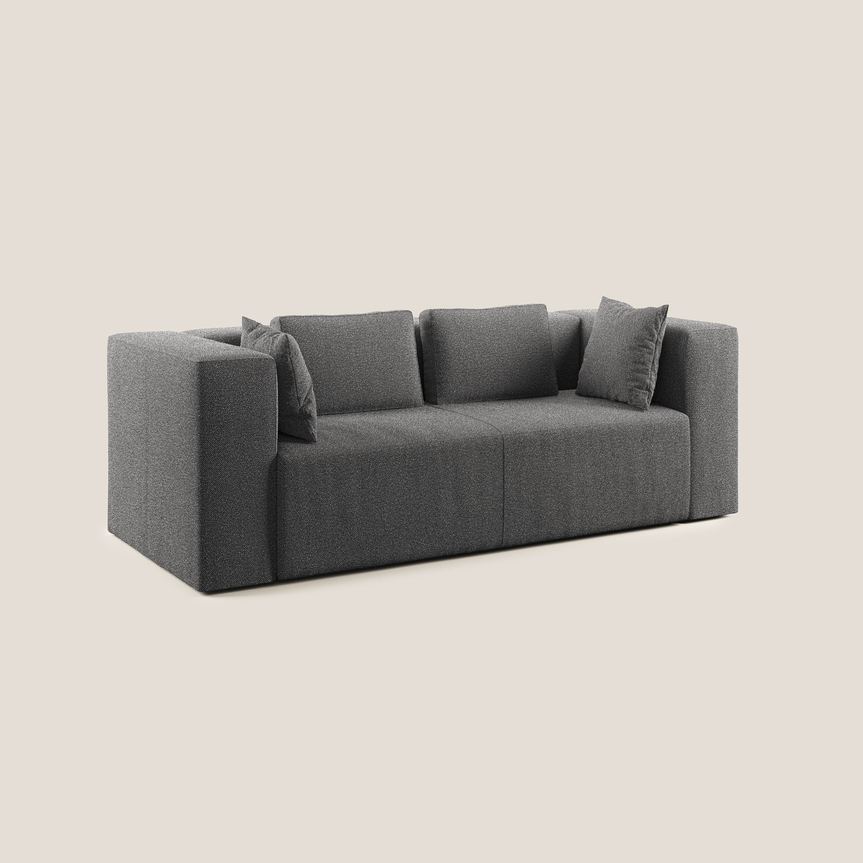 Nettuno divano moderno componibile in morbido tessuto bouclè T07 antracite - divani.store