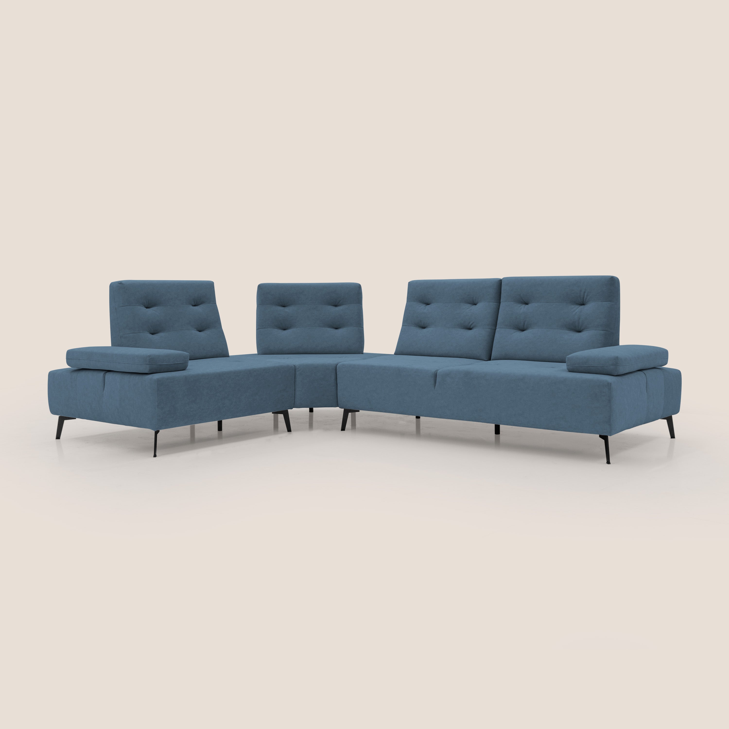 Lugano Divano angolare con schienali traslanti in microfibra effetto velluto T09 - divani.store