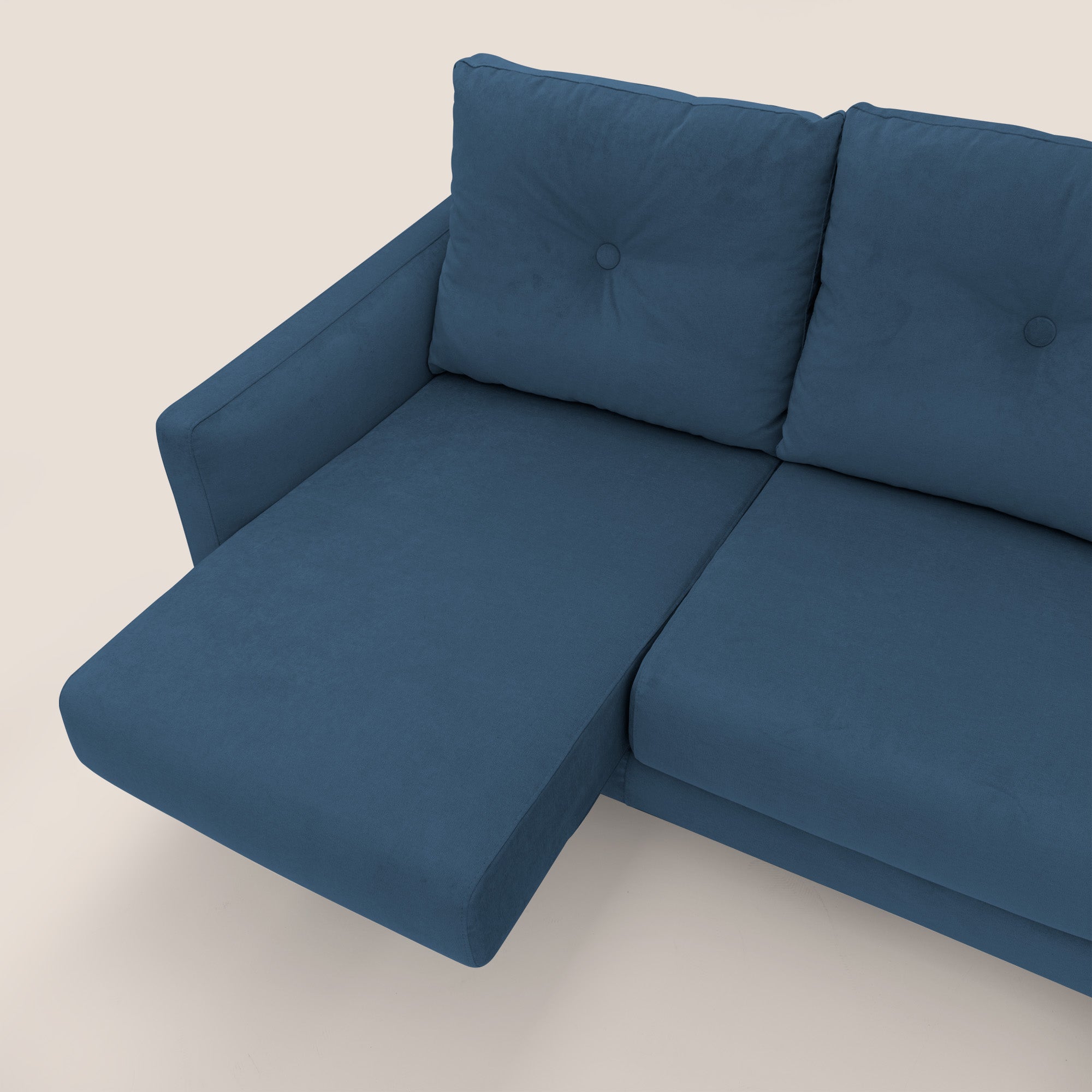 Matisse divano a 3 sedute allungabili e schienali in piuma d'oca in tessuto smacchiabile T17 blu - divani.store