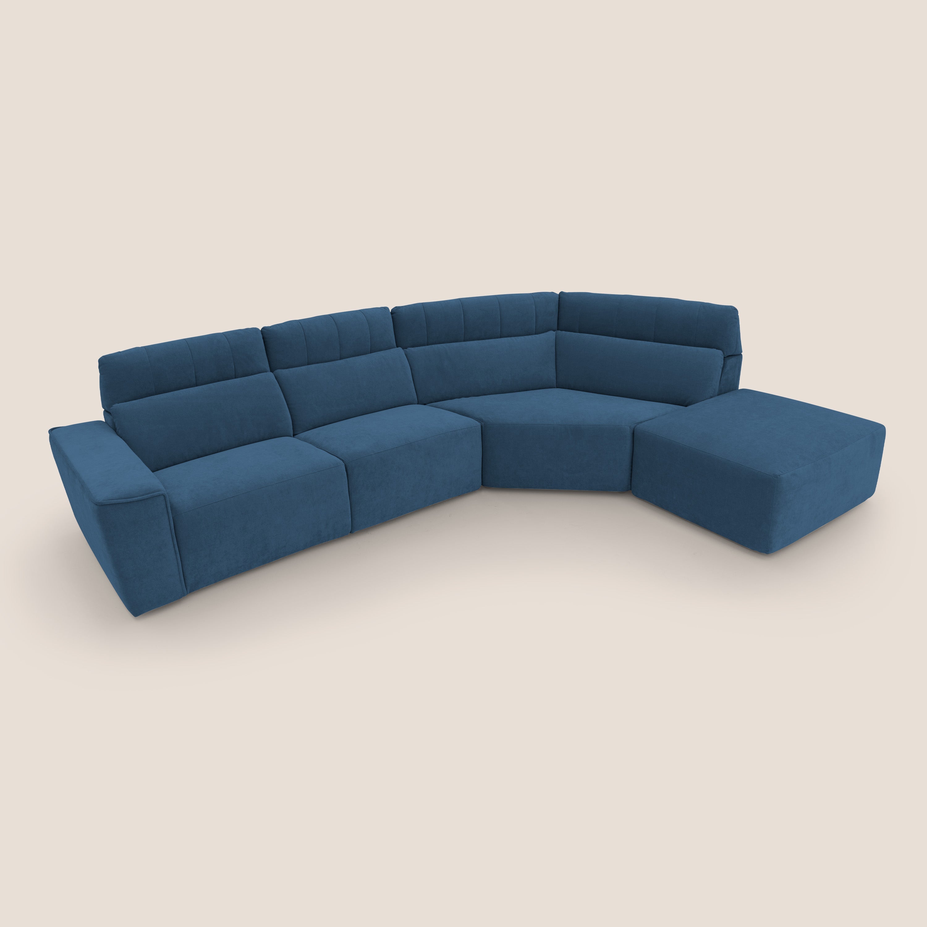 Clark Divano angolare con opzione relax elettrico in tessuto smacchiabile impermeabile T17 blu - divani.store