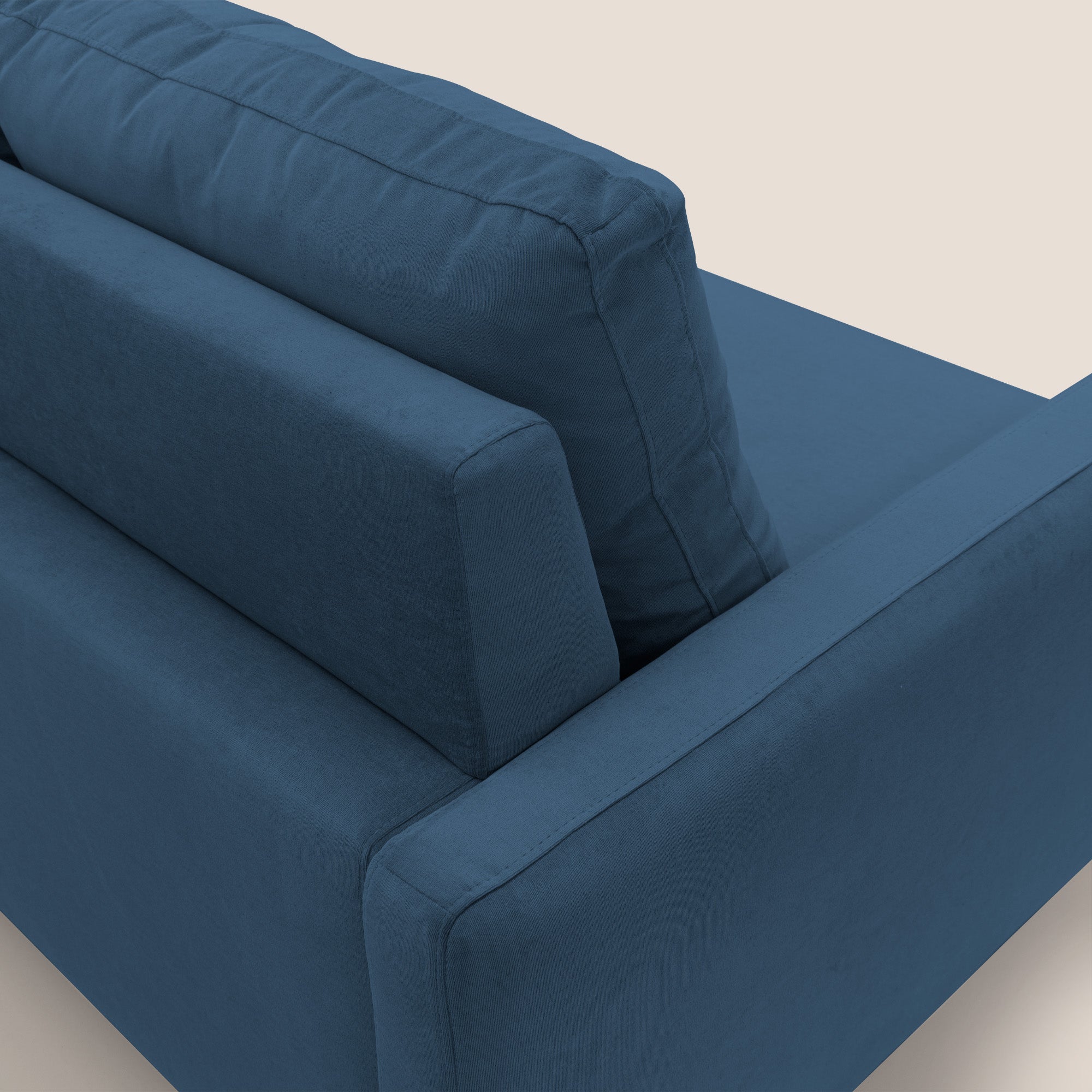 Matisse divano a 3 sedute allungabili e schienali in piuma d'oca in tessuto smacchiabile T17 blu - divani.store