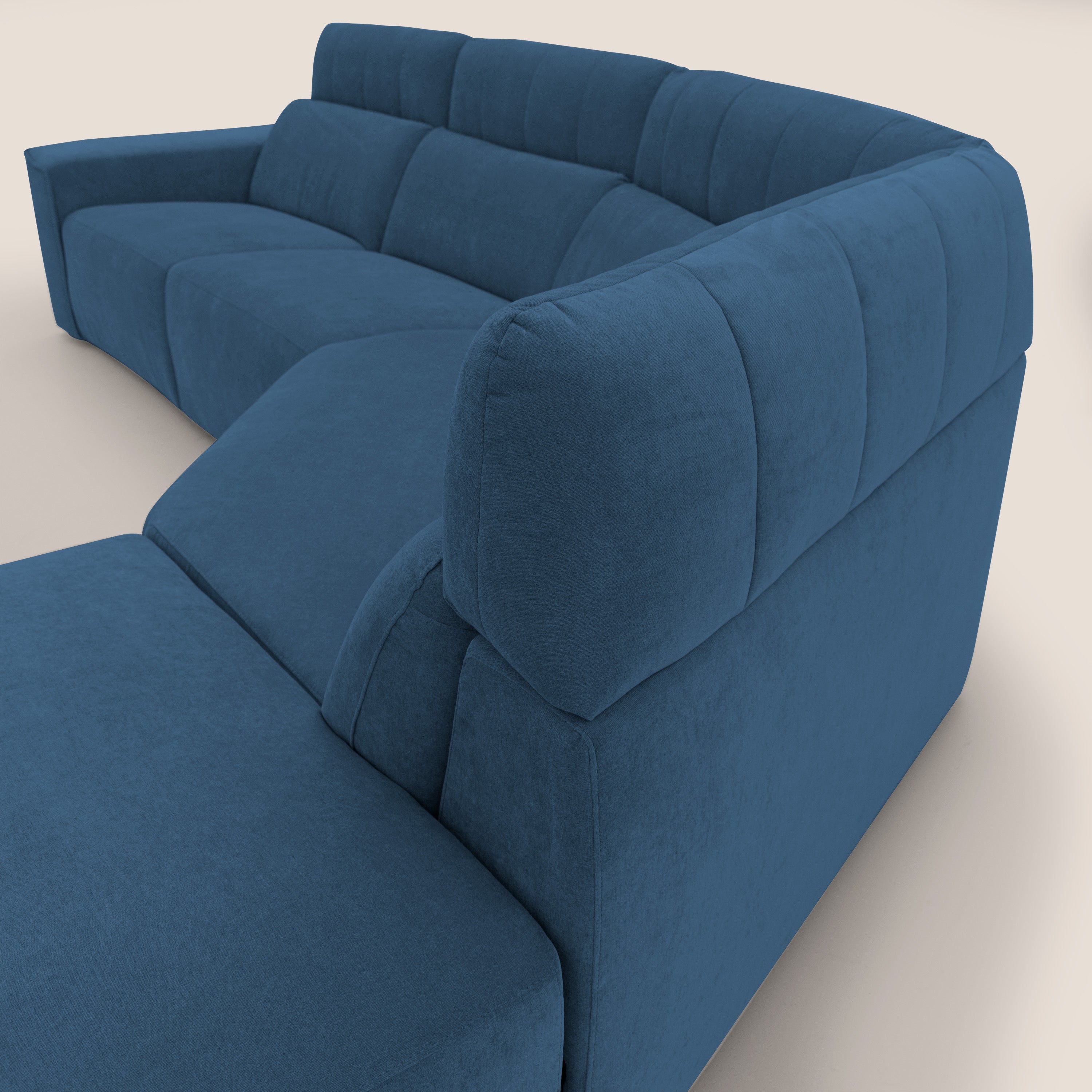 Clark Divano angolare con opzione relax elettrico in tessuto smacchiabile impermeabile T17 blu - divani.store