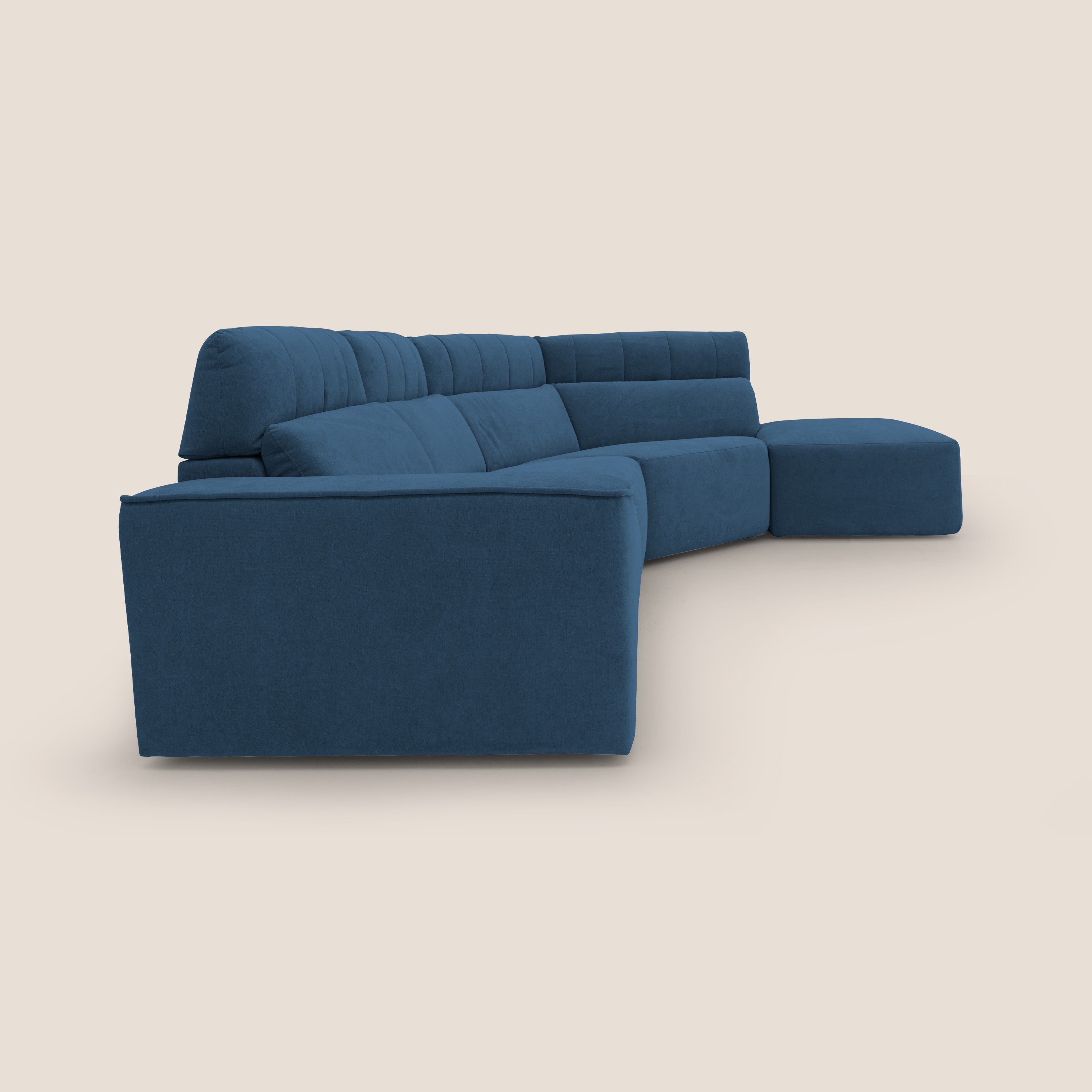 Clark Divano angolare con opzione relax elettrico in tessuto smacchiabile impermeabile T17 blu - divani.store