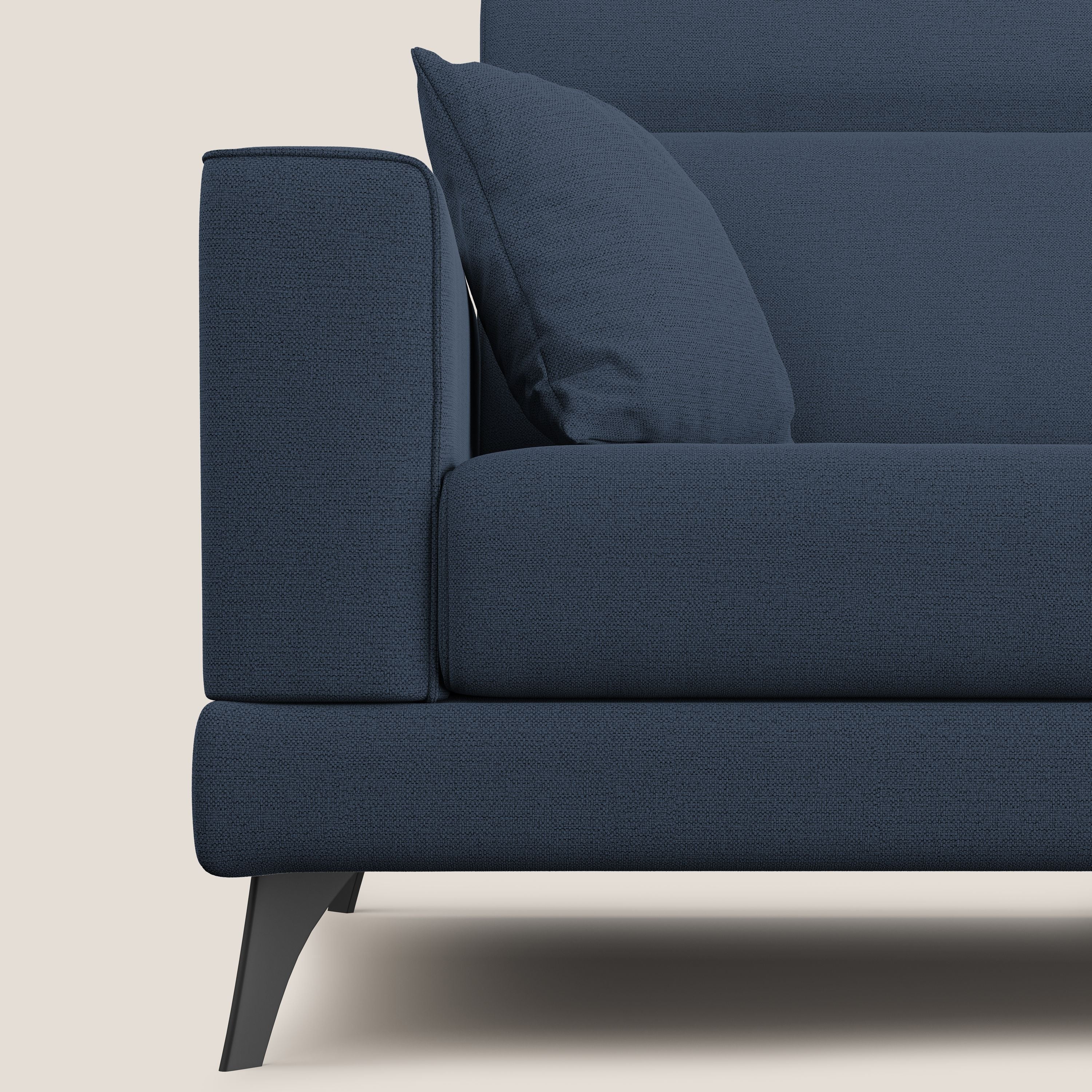 Slide Divano con schienali traslanti e poggiatesta in tessuto simil cotone impermeabile T19 blu - divani.store