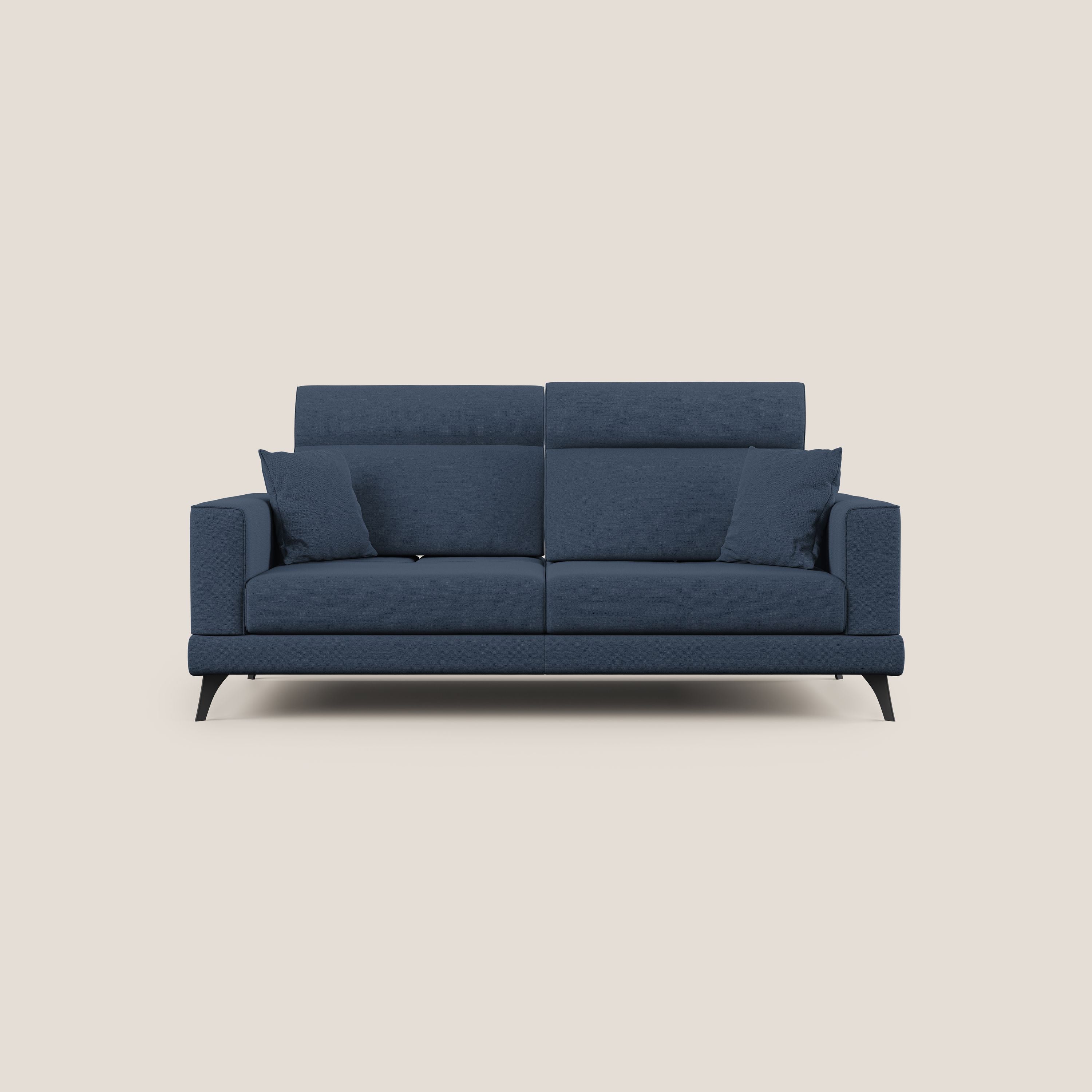 Slide Divano con schienali traslanti e poggiatesta in tessuto simil cotone impermeabile T19 blu - divani.store