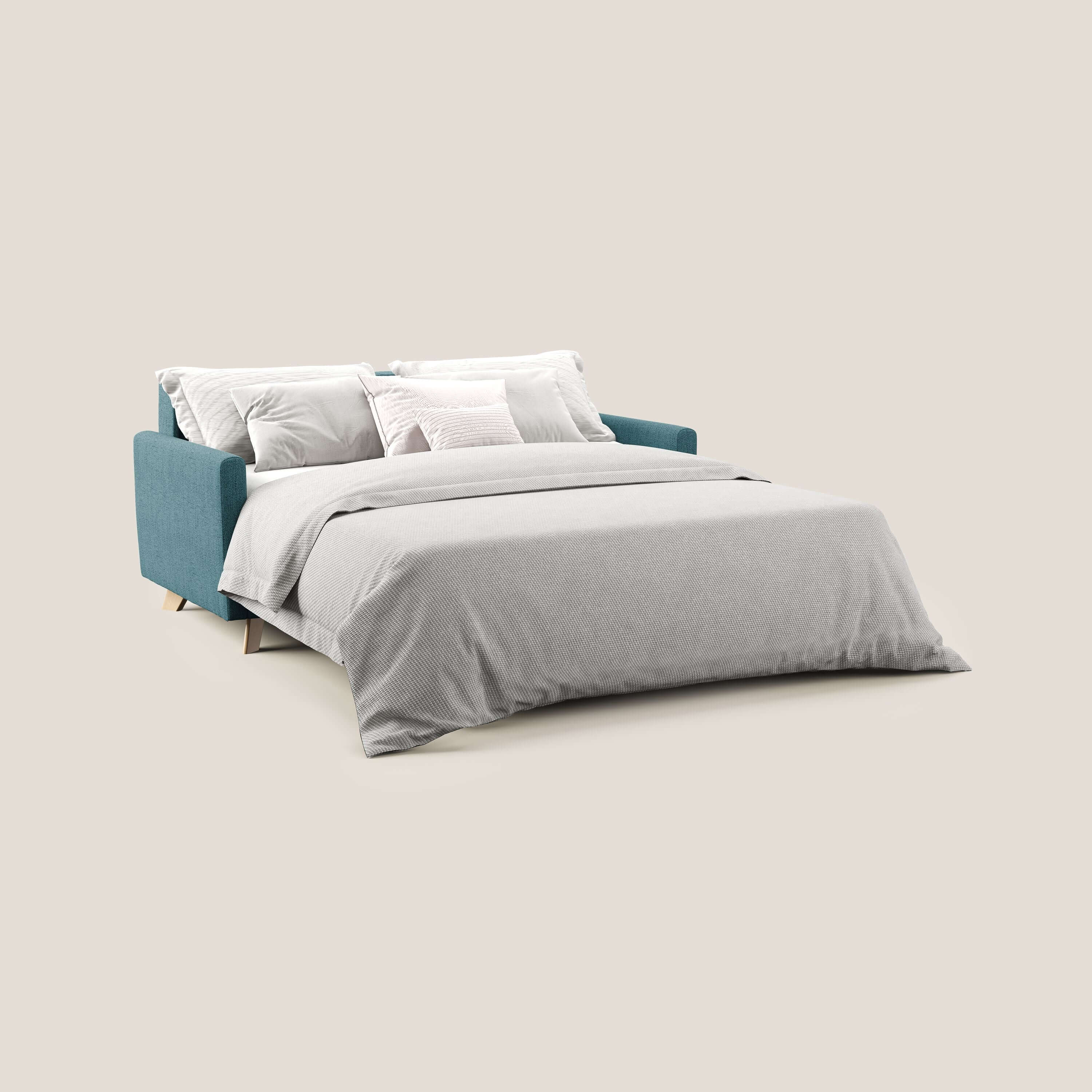 Edgar divano letto matrimoniale in tessuto felis impermeabile T03 azzurro - divani.store