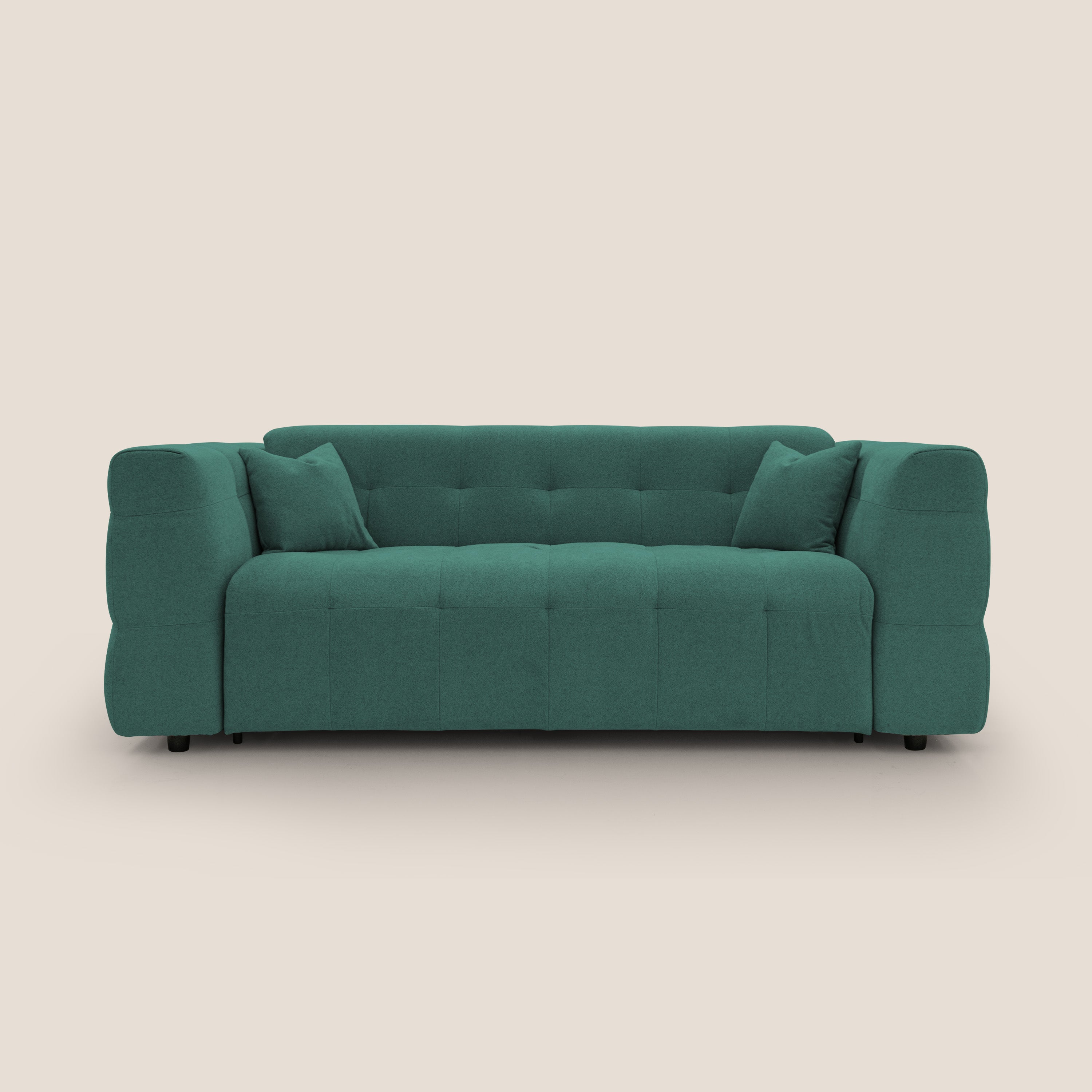Tender Divano letto matrimoniale dal design innovativo in tessuto bouclet impermeabile T07 verde - divani.store
