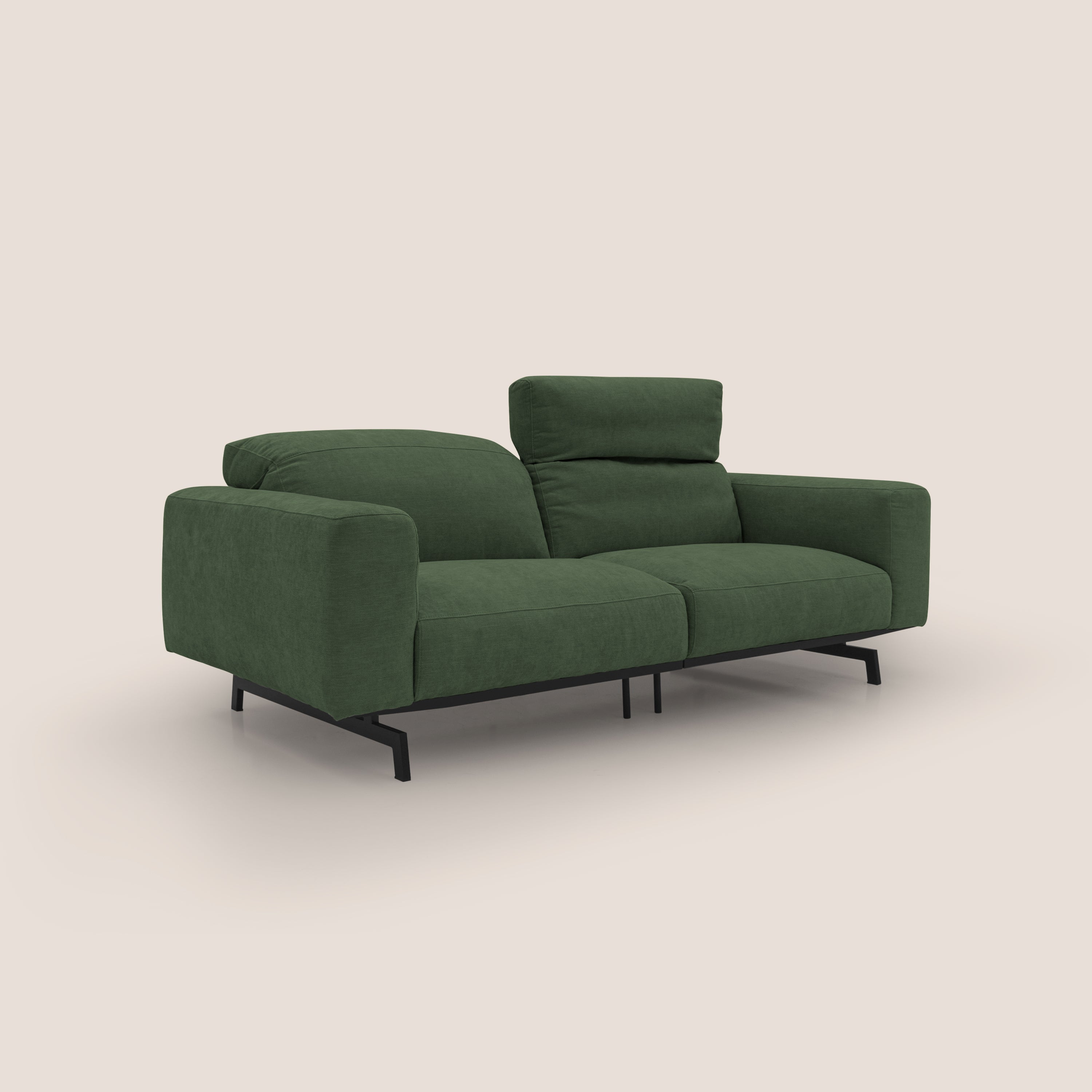 Sakura divano in piuma d'oca modulare componibile in morbido tessuto fiammato impermeabile T14 verde - divani.store